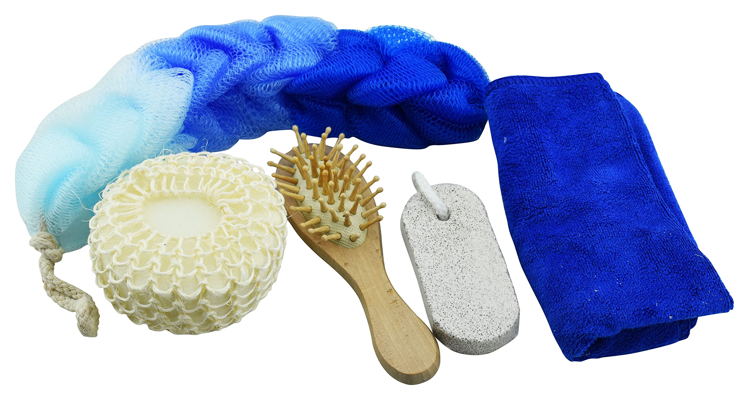 RSAAUD® Premium Blue Love Gift Box - Bath & Body Set for Women & Men | Exfoliating Back Scrubber, Pumice Stone, Body Sponge & Hair Comb | Spa Day, Valentine's Gift, Self-Care Essentials