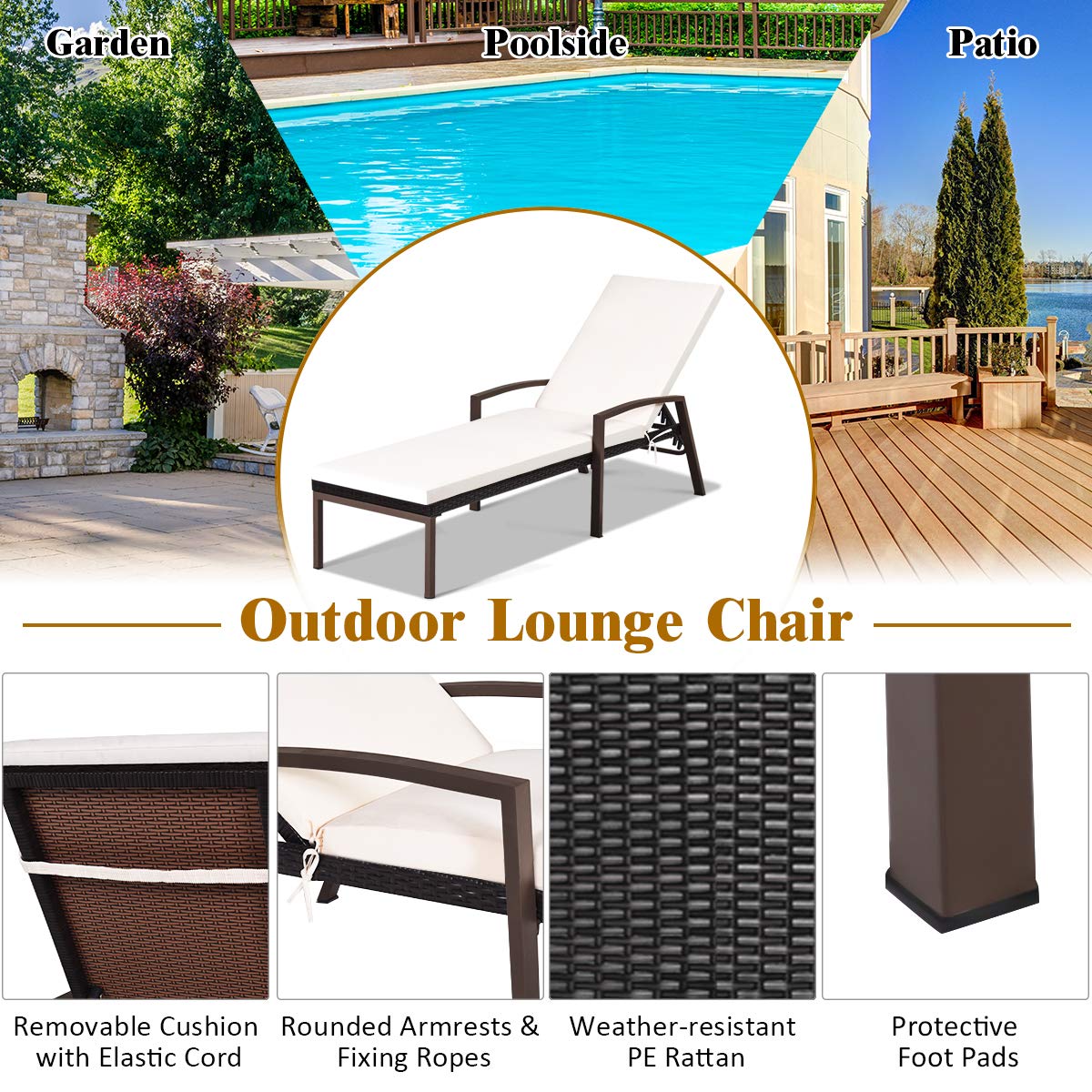 Casart 2-Piece Chaise Lounge Set with Comfort Cushions - Adjustable Rattan Wicker Sunbathing Chairs for Patio, Poolside, Beach & Outdoor Relaxation - Perfect for Sunbathing, Lounging by the Pool or Beach Vacation