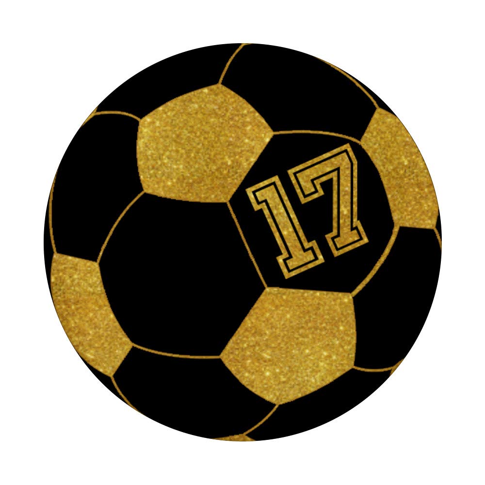 Golden Soccer Ball Player #17 Jersey No 17 Football Gift - Swappable PopSocket PopGrip for Phones & Tablets - Perfect for Fans, Players & Sports Enthusiasts