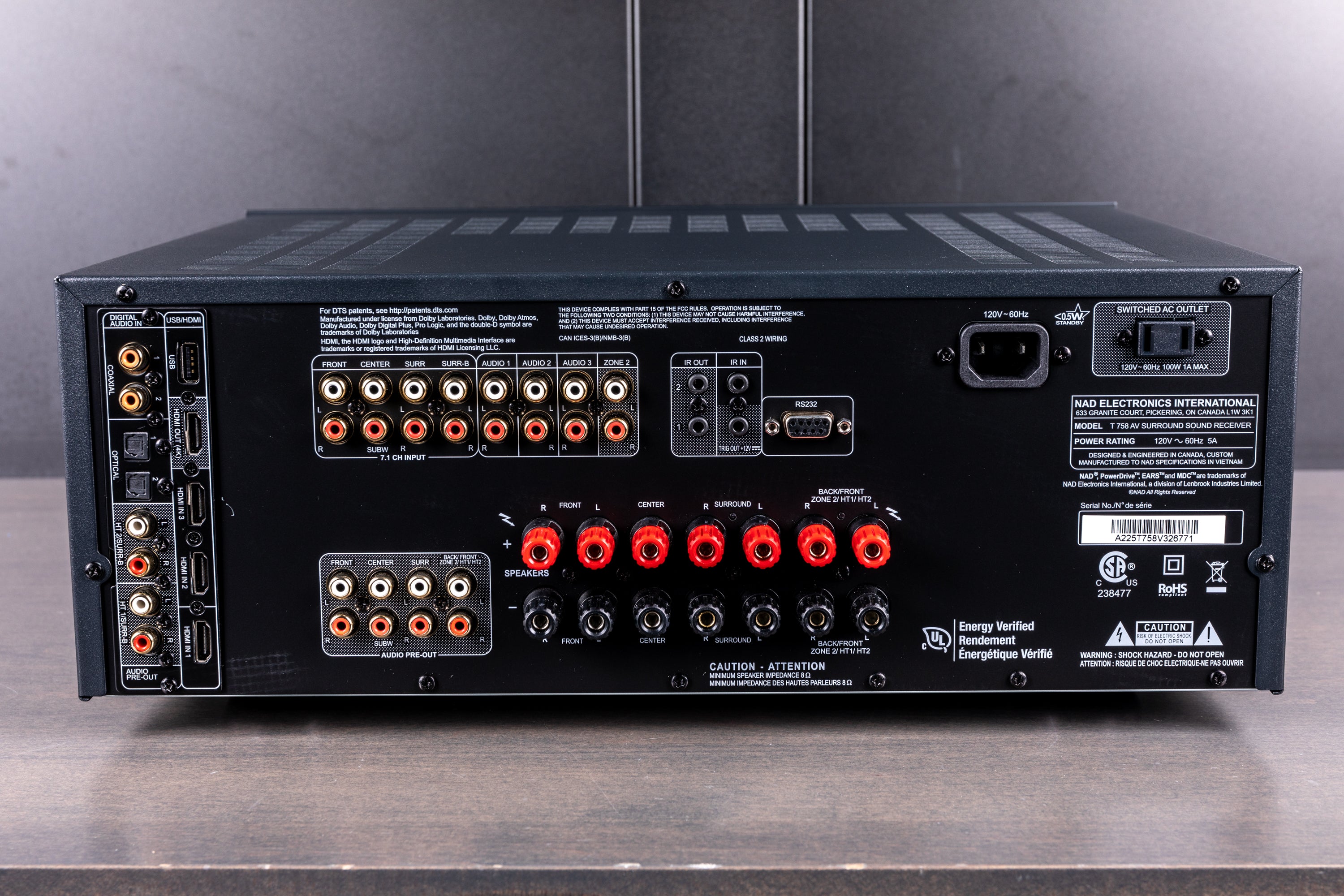 NAD T758 V3i AV Receiver - 7.2 Channel 4K Ultra HD Home Theater Amplifier with Dolby Atmos, Wi-Fi, Bluetooth & AirPlay 2 - Perfect for Movie Nights & Music Streaming