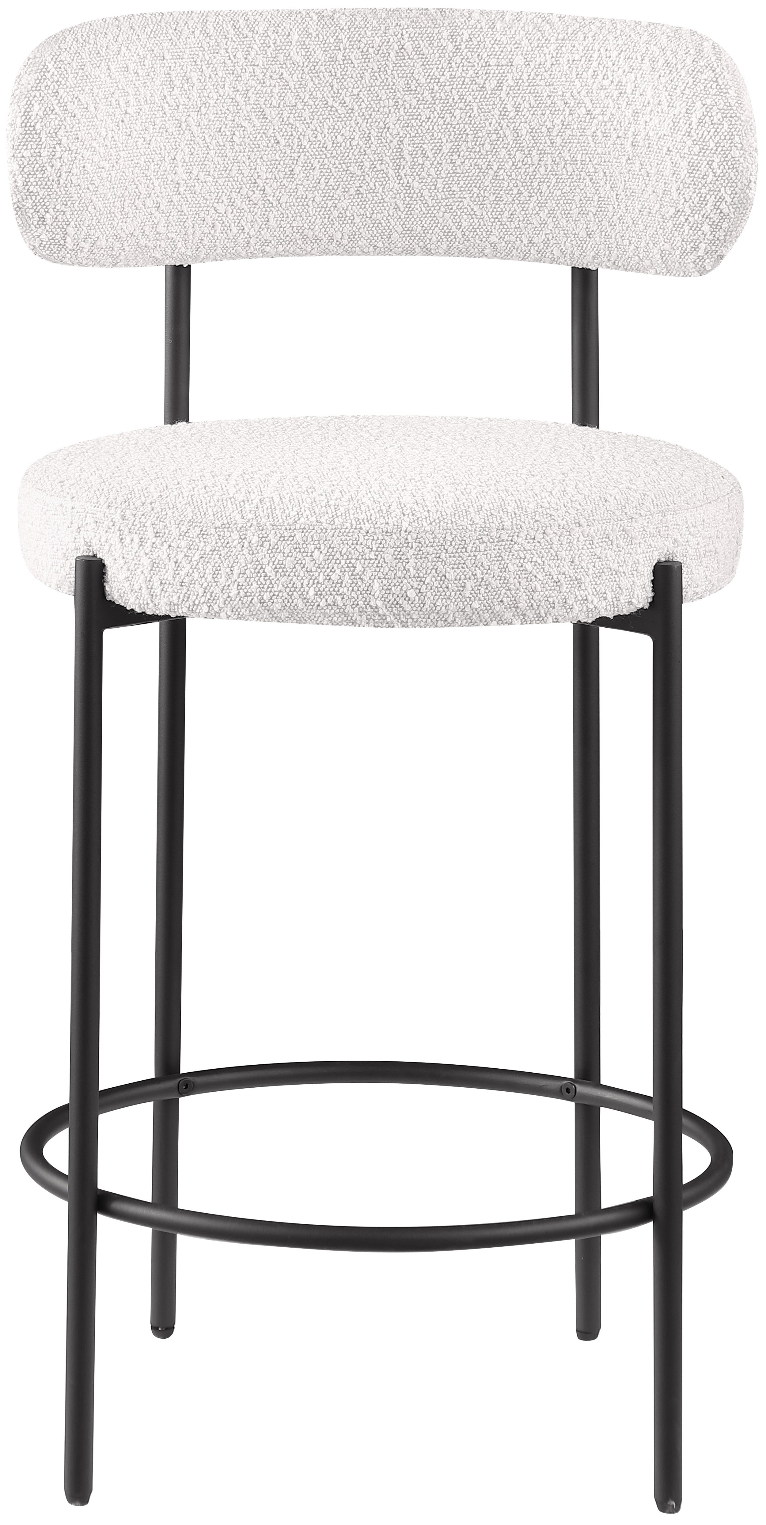 Beacon Boucle Fabric Stool - Modern Round Accent Chair with Soft Textured Upholstery for Living Room, Bedroom & Office Decor