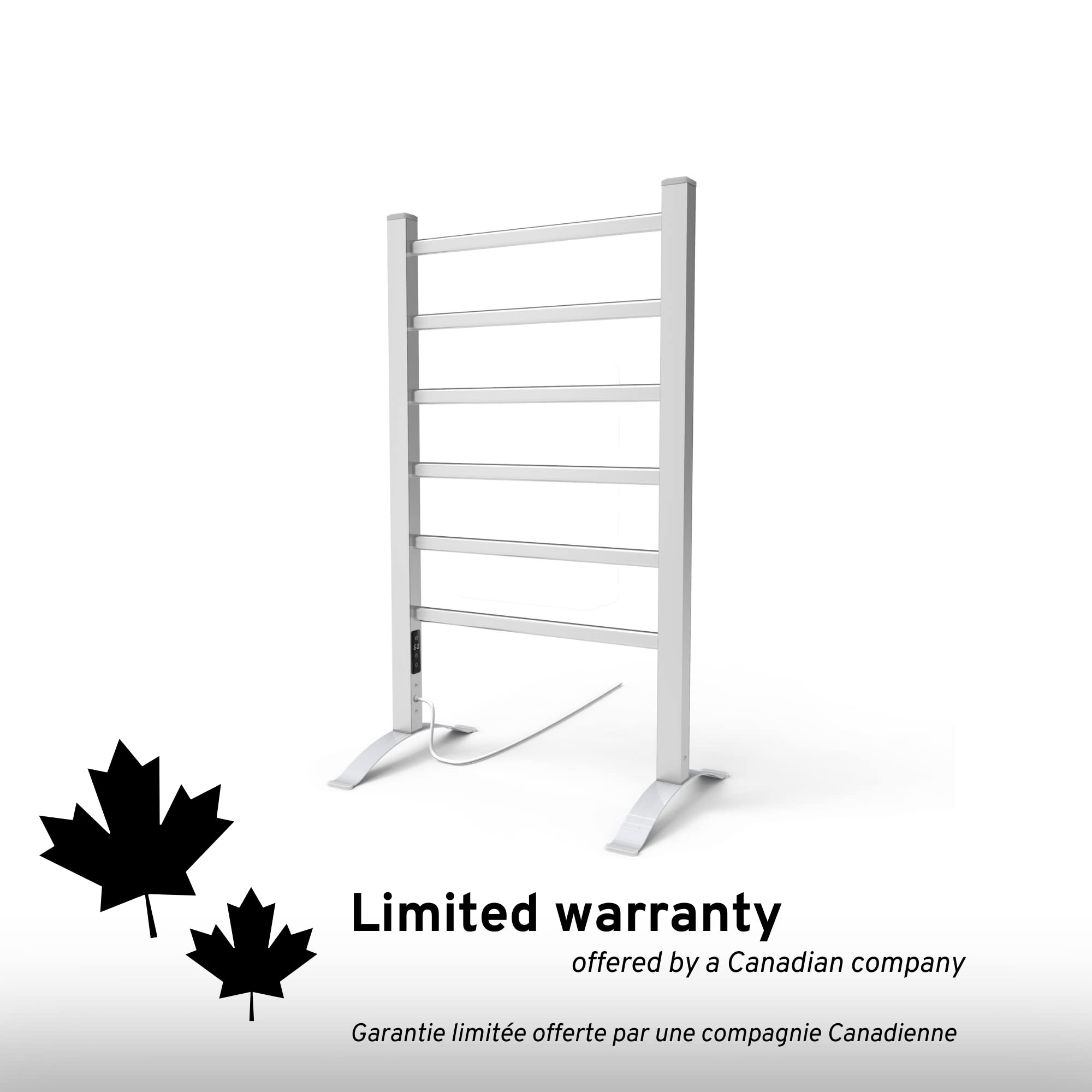 Odass Premium Towel Warmer with Built-in Timer & LED Display - Adjustable Temperature 30-60°C (86-140°F), 6 Aluminum Bars, Freestanding Design - Perfect for Bathrooms, Spas, and Luxury Home Use