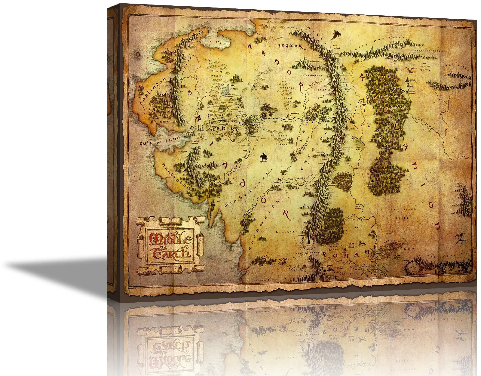 Middle Earth Map Wall Art - Lord of The Rings Inspired World Map Poster for Home Decor - Perfect for Living Room, Bedroom, or Office - 16''H x 24''W