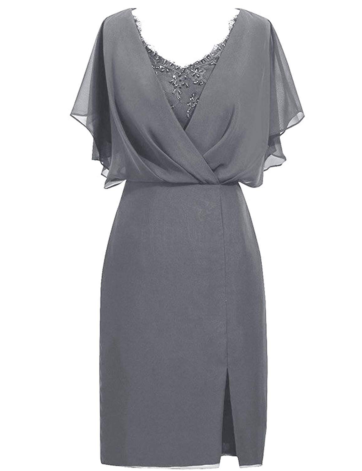 Elegant Knee-Length Chiffon Mother of The Bride Dress - A-Line Evening Gown for Weddings & Formal Occasions