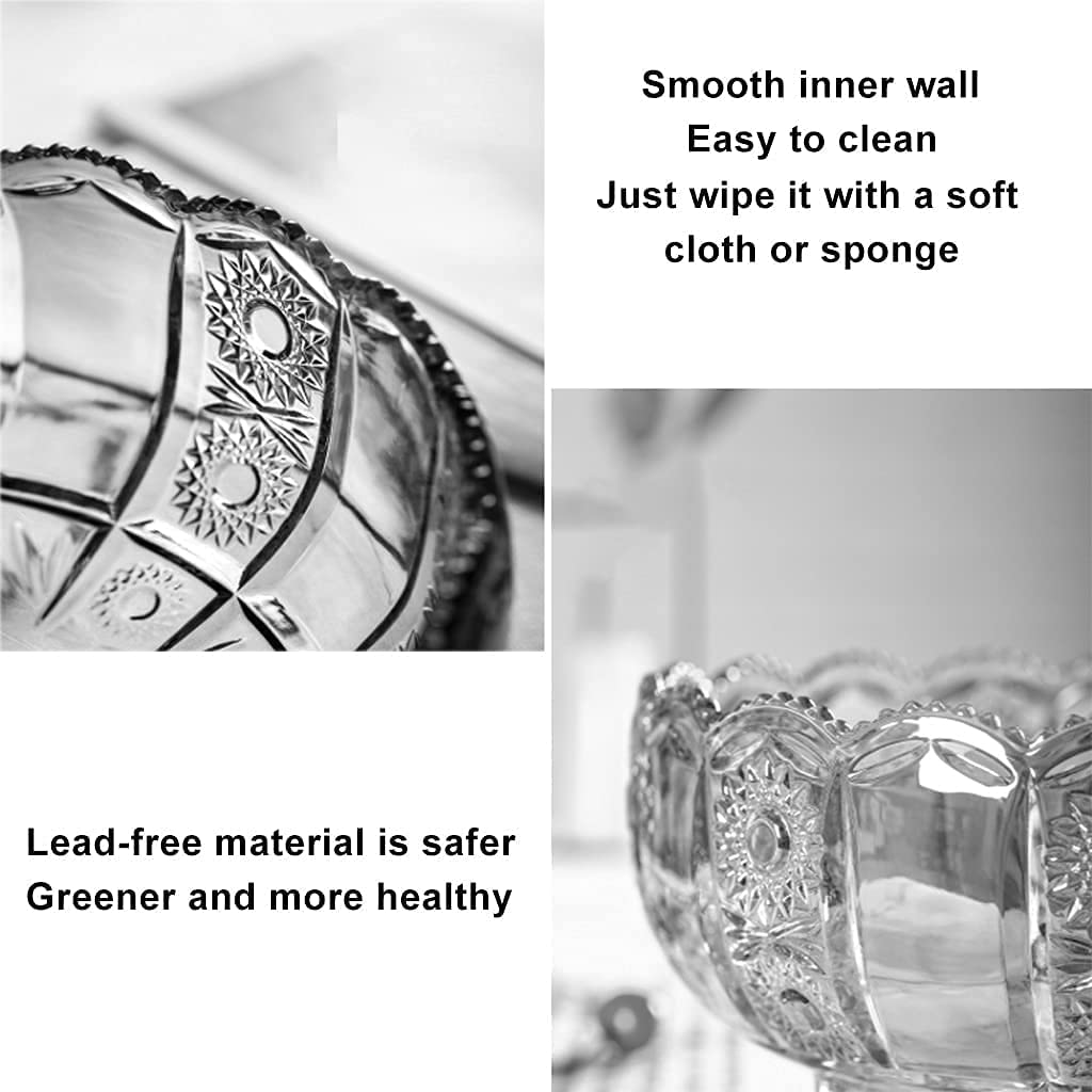 Elegant Crystal Glass Fruit Bowls & Cake Stands - Stylish Table Centerpiece for Snacks, Desserts, and Home Decor | Perfect for Living Room Coffee Table, Party Serving, and Food Display Plates