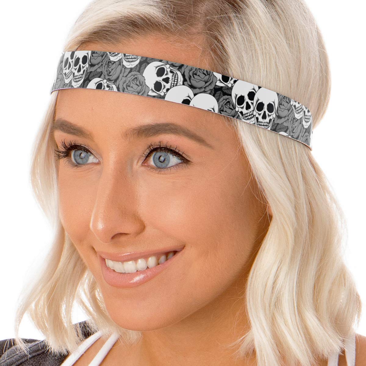 Hipsy Adjustable No Slip Bling Glitter & Fashion Printed Headbands for Women, Girls & Teens - Mixed 5-Pack (Grey Multi) - Perfect for Sports, Workouts, Yoga, School and Everyday Fashion Accessories
