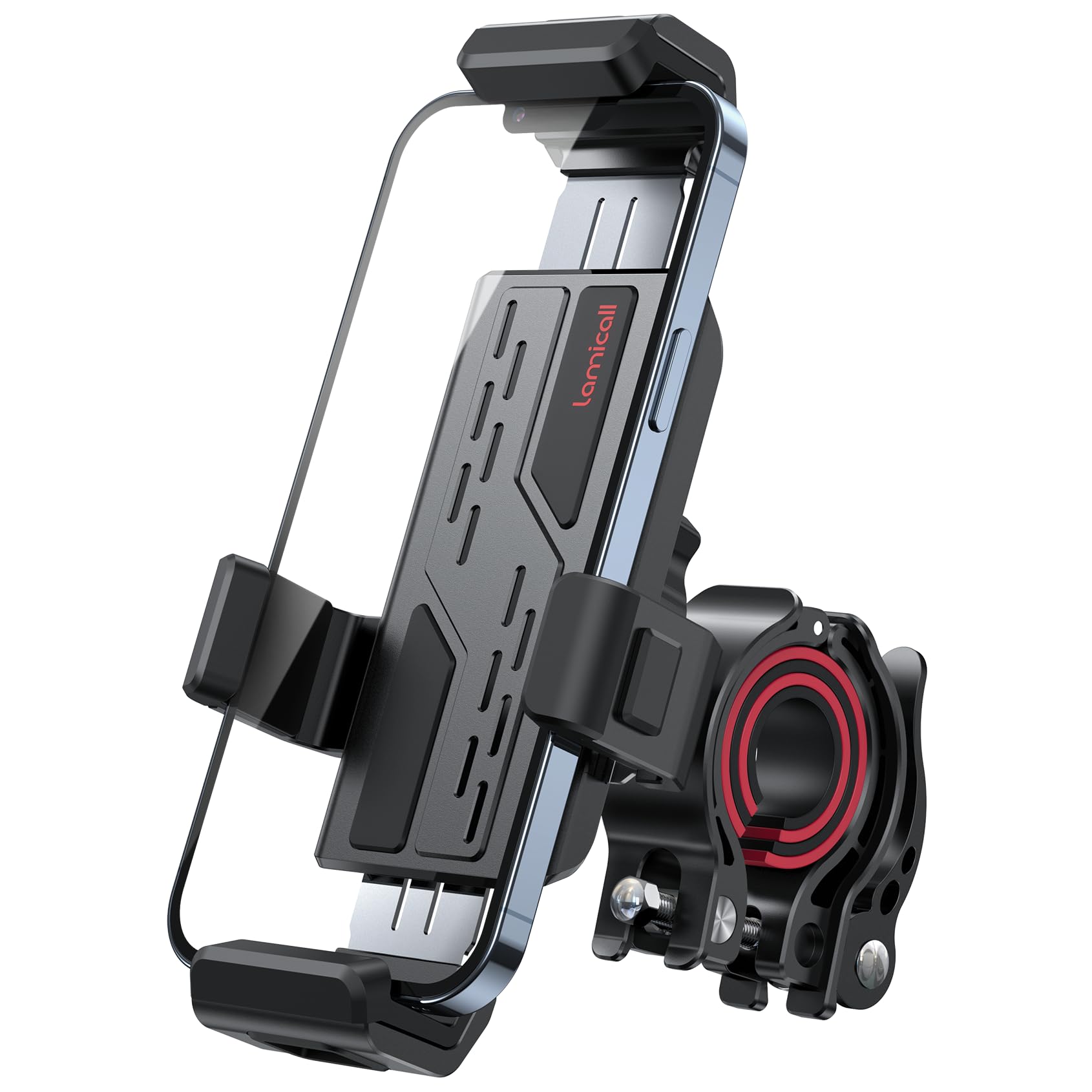 Lamicall Universal Motorcycle Bike Phone Mount - Heavy Duty Full-Around Protection Handlebar Phone Holder for iPhone 16/15/14 Pro Max, Samsung S24 Ultra & 4.7-7