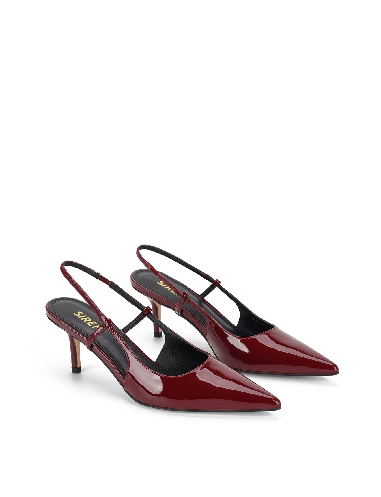 Yohana Women's Heeled Slingback Sandals - Wine Red Patent Leather Pumps for Party, Wedding & Evening Wear