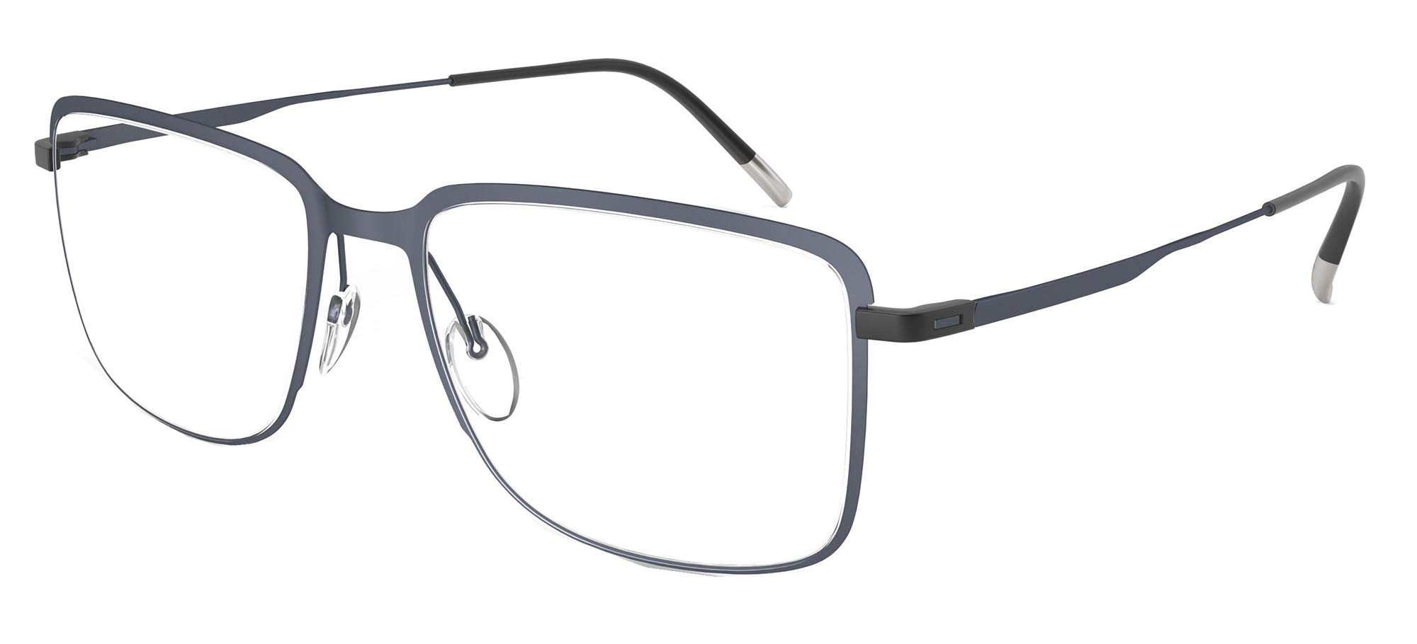 Silhouette LITE WAVE 5534 Blue Grey Men's Eyeglass Frames - Lightweight Titanium Frame (52-17-0) for Everyday Wear, Office & Driving