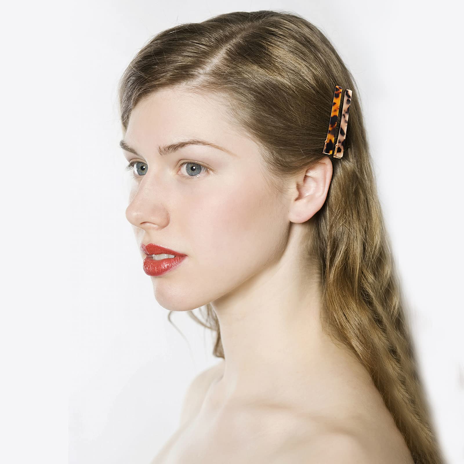 Cobahom 12Pcs Leopard Print Hair Clips Set - Resin Barrettes & Tortoise Shell Duckbill Clips for Women (6 Dark + 6 Light Patterns) | Hair Accessories for Party, Wedding & Everyday Styling