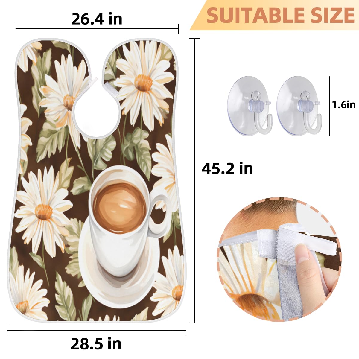 Men's Coffee Flower Print Shaving Bib - Waterproof Beard Trimming Apron for Hair Dye & Makeup, Salon Sink Hair Catcher with Adjustable Neck Strap - Perfect Barber Accessory & Grooming Gift for Dad