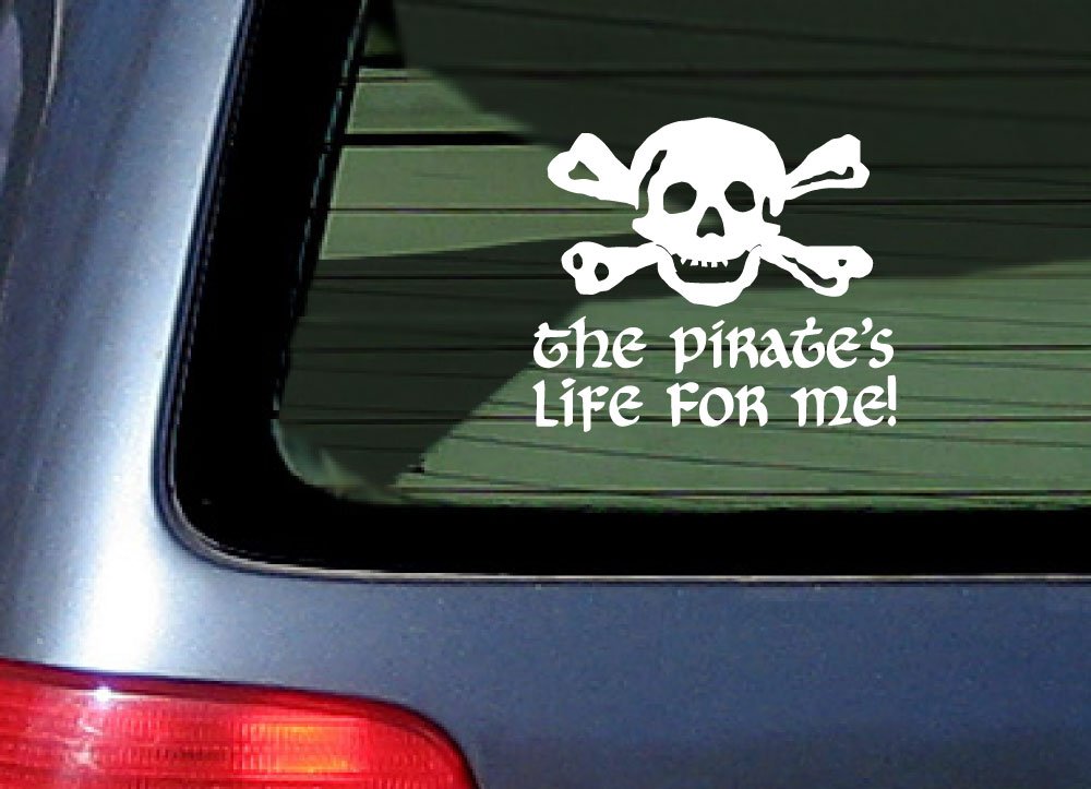 Pirate Life Sticker - Skull and Crossbones Decal for Laptops, Water Bottles & DIY Projects | White Vinyl Decal for Pirates Fans