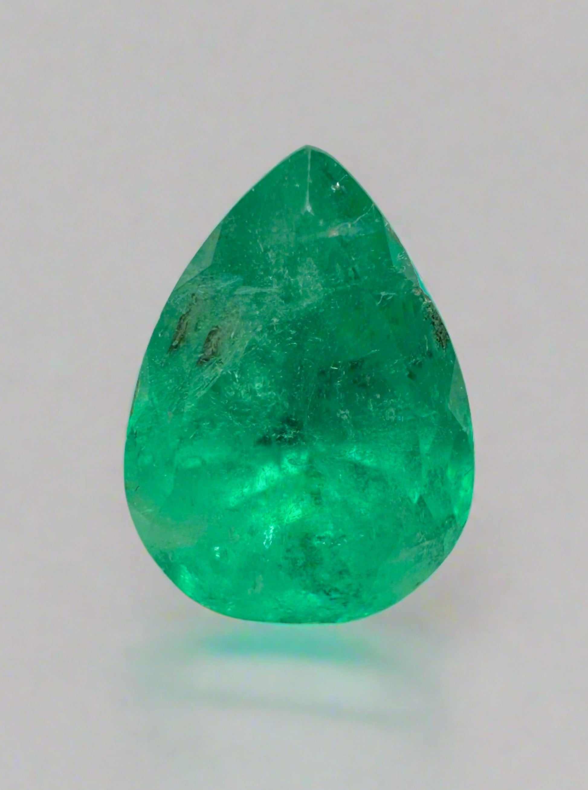 1.81 Carat Natural Colombian Loose Emerald Pear Cut Gemstone - Spring Green Color for Jewelry Making & Engagement Rings