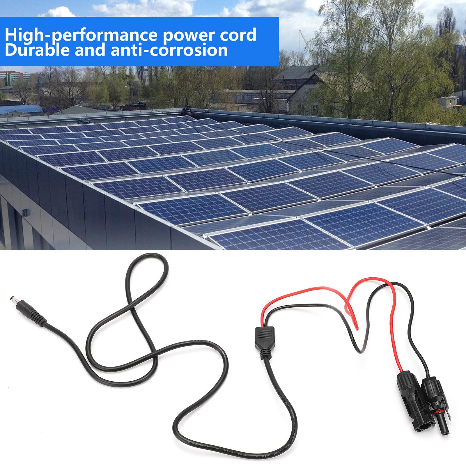 Solar Charge Cable 300V DC5521 with 2-Core Wires - Durable Power Cord for Solar Panels, Electrical Appliances & Electrician Tools - Perfect for Off-Grid Systems, RV Solar Setup & Home Solar Projects