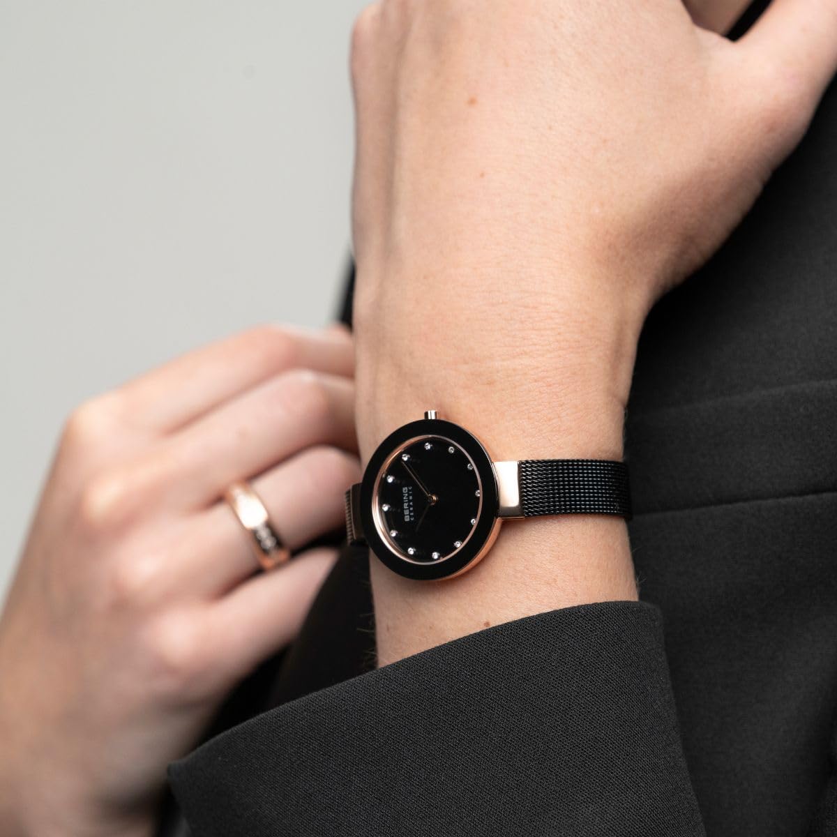 BERING Women's Ceramic Watch with Quartz Movement, Stainless Steel Case & Sapphire Crystal Glass - Elegant Timepiece for Office, Party & Everyday Wear