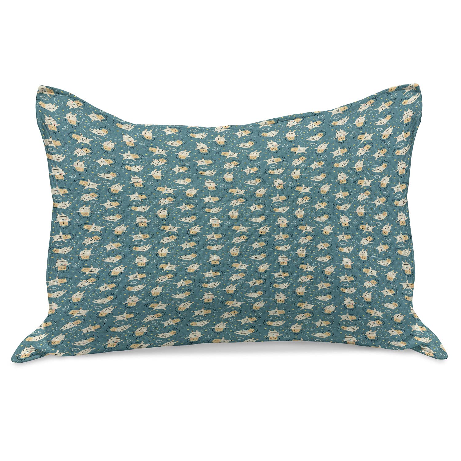 Ambesonne Space Knitted Quilt Pillow Cover - Stars & Astronaut Bears on Slate Blue, Standard Queen Size 30