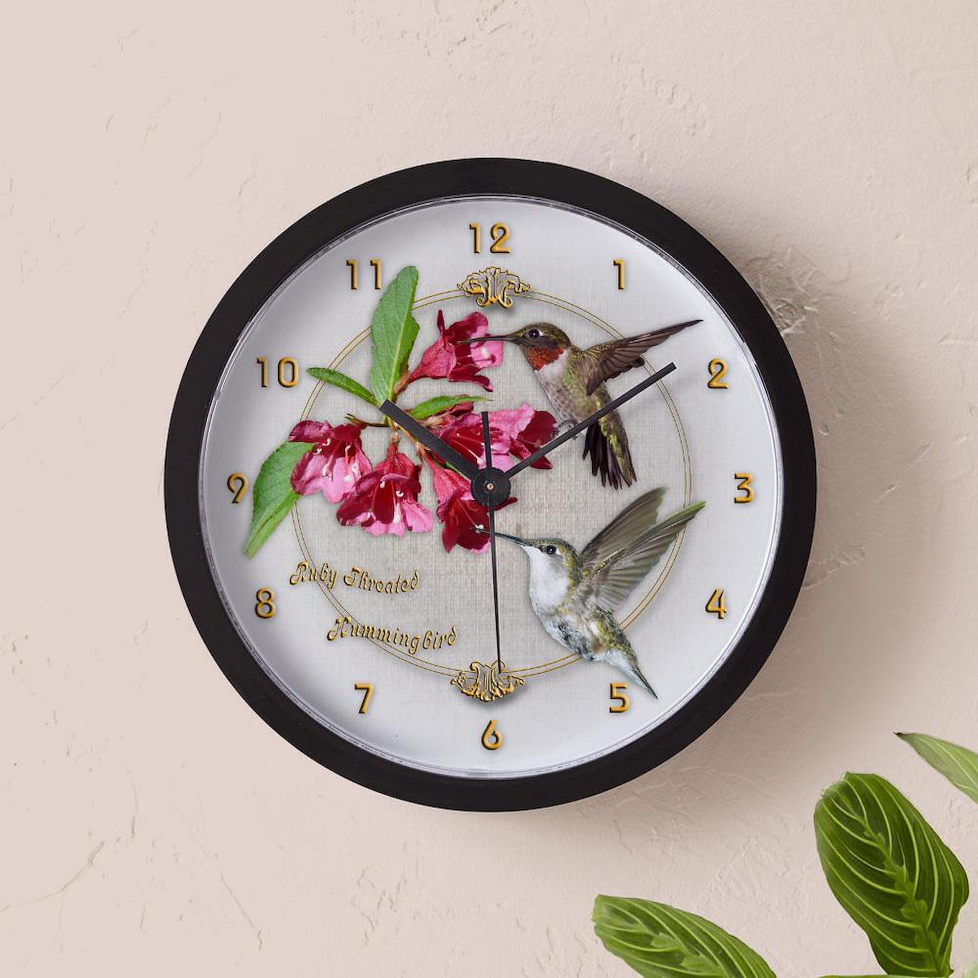 Hummingbird Pair 10-Inch Wall Clock - Decorative Home & Office Wall Clock for Living Room, Kitchen, Bedroom or Workspace - Perfect Gift for Nature Lovers & Bird Enthusiasts