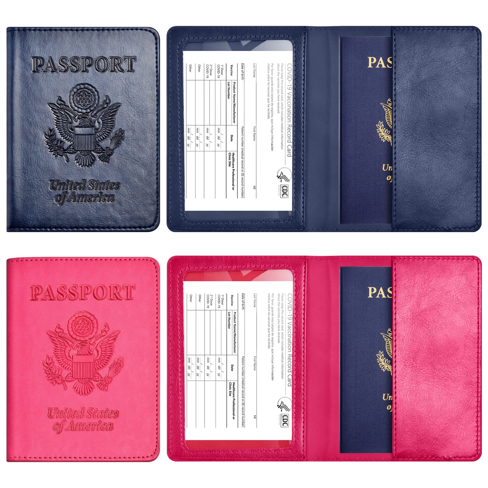 Eoehro 2-Pack RFID Blocking Passport Holder & Travel Wallet - Secure Leather Cover Case for Women and Men | Perfect for International Travel, Vacations & Business Trips