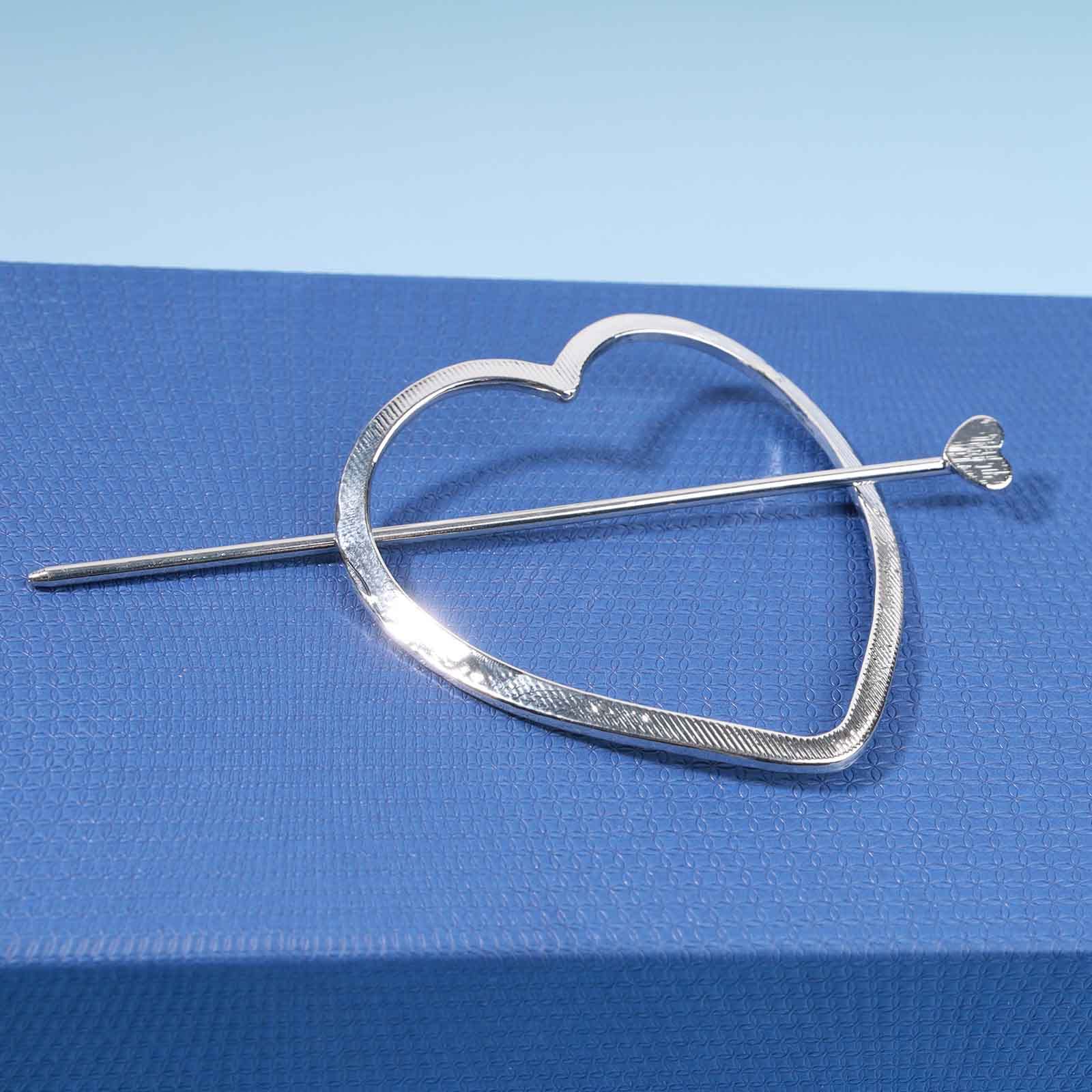 Yheakne Silver Hollow Heart Hair Clip - Large Minimalist Metal Hair Barrette Pin for Women & Girls | Perfect for Weddings, Parties & Everyday Styling