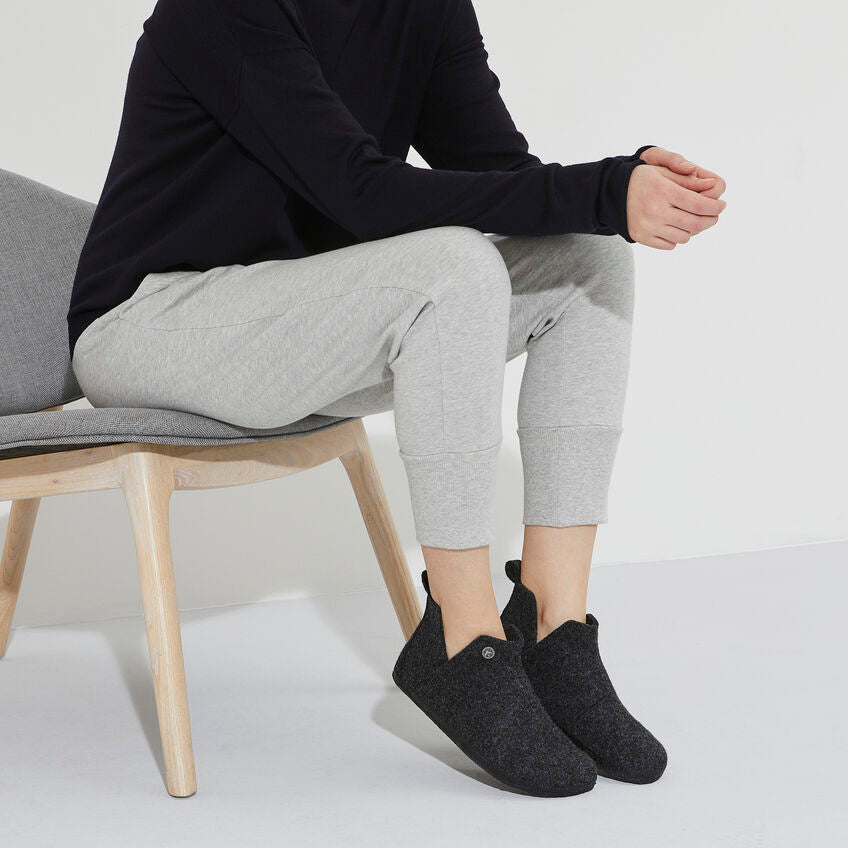Birkenstock Andermatt Shearling Wool Felt Slippers for Women & Men - Cozy Indoor/Outdoor House Shoes - Warm Winter Home Comfort with Premium Wool Lining - Anthracite Grey