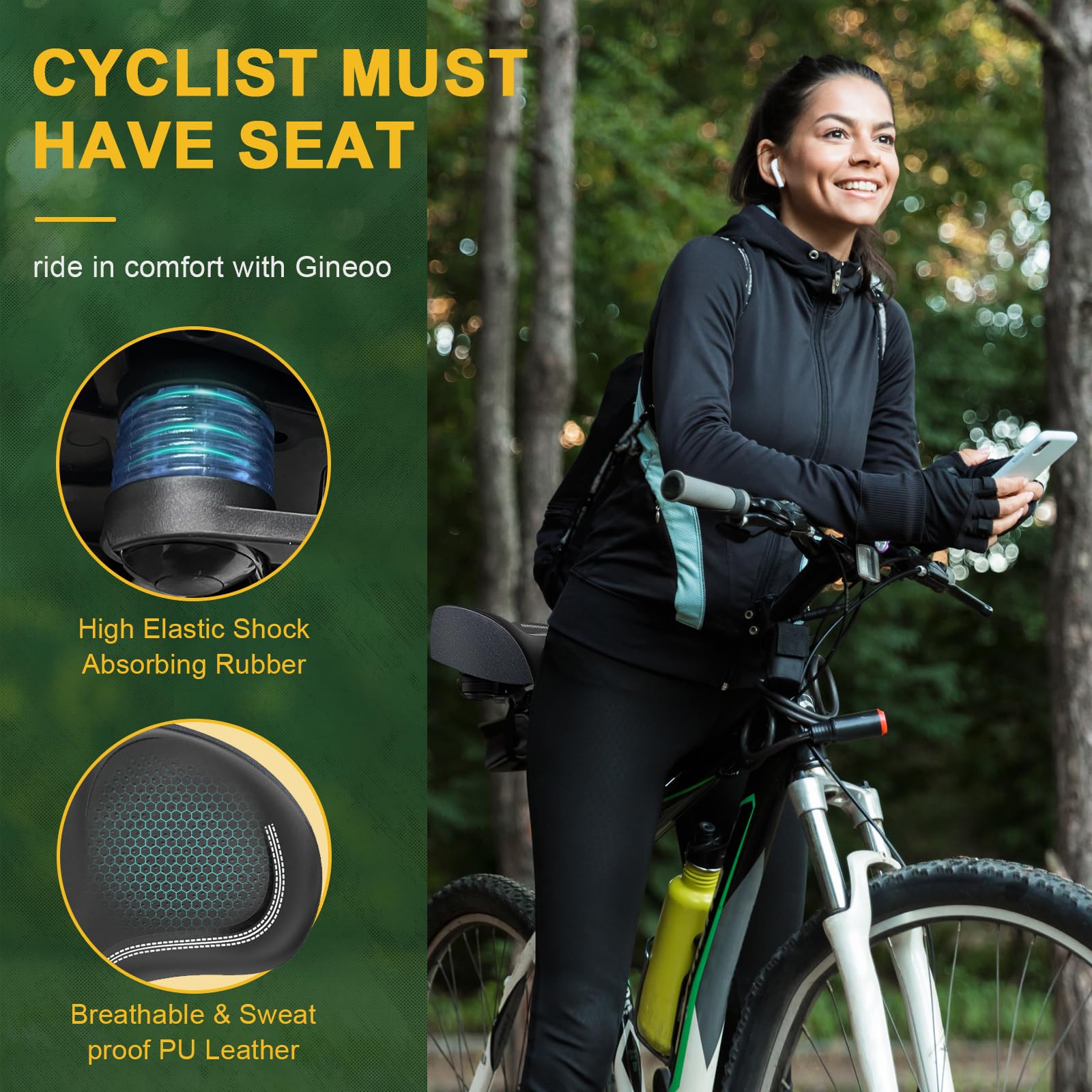 **Extra Wide Comfort Memory Foam Bicycle Seat - Noseless Oversized Bike Saddle Replacement for Electric, Exercise, Cruiser & Road Bikes - Ideal for Men & Women - Perfect for Long Rides, Commuting & Outdoor Cycling**