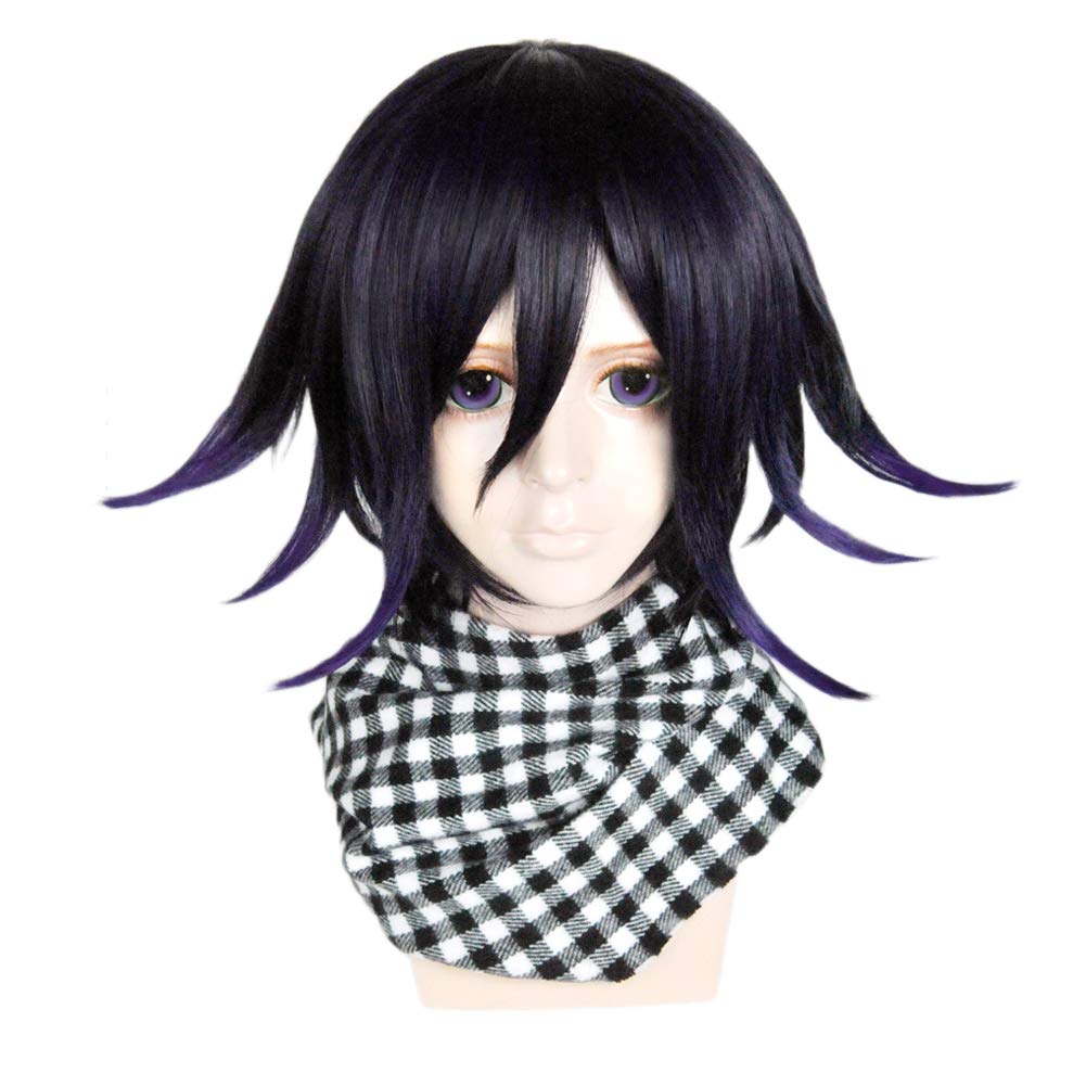 Betonsa Black Purple Short Cosplay Wig - Heat Resistant Synthetic Hair for Anime Costume, Fashion Party & Halloween - Perfect for Cosplay Events, Themed Parties & Costume Contests