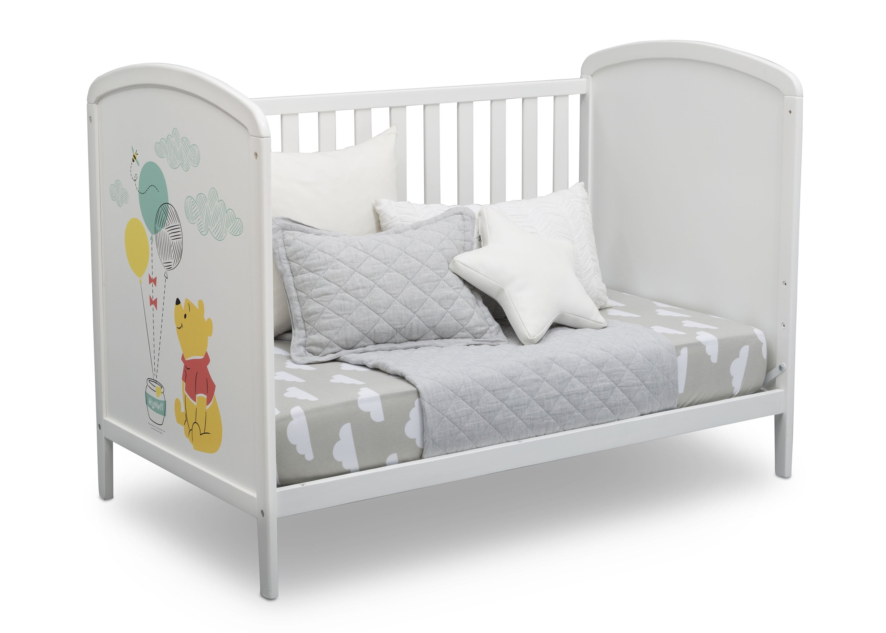 Disney Winnie The Pooh 3-in-1 Convertible Baby Crib - Nursery Furniture for Boys & Girls - Transforms from Crib to Toddler Bed to Daybed - Perfect for Nursery, Bedroom & Kids Room Decor
