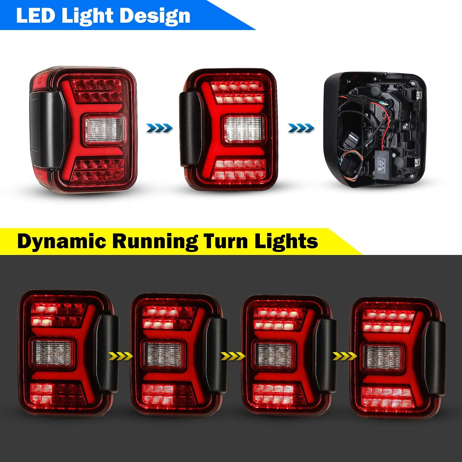 NIXON OFFROAD LED Tail Lights for 2019-2021 Jeep Gladiator Pickup - Dynamic Running Turn Signals, Plug & Play Installation, Red Lens (1 Pair) - Upgrade Your Off-Road Adventures & Night Driving Safety