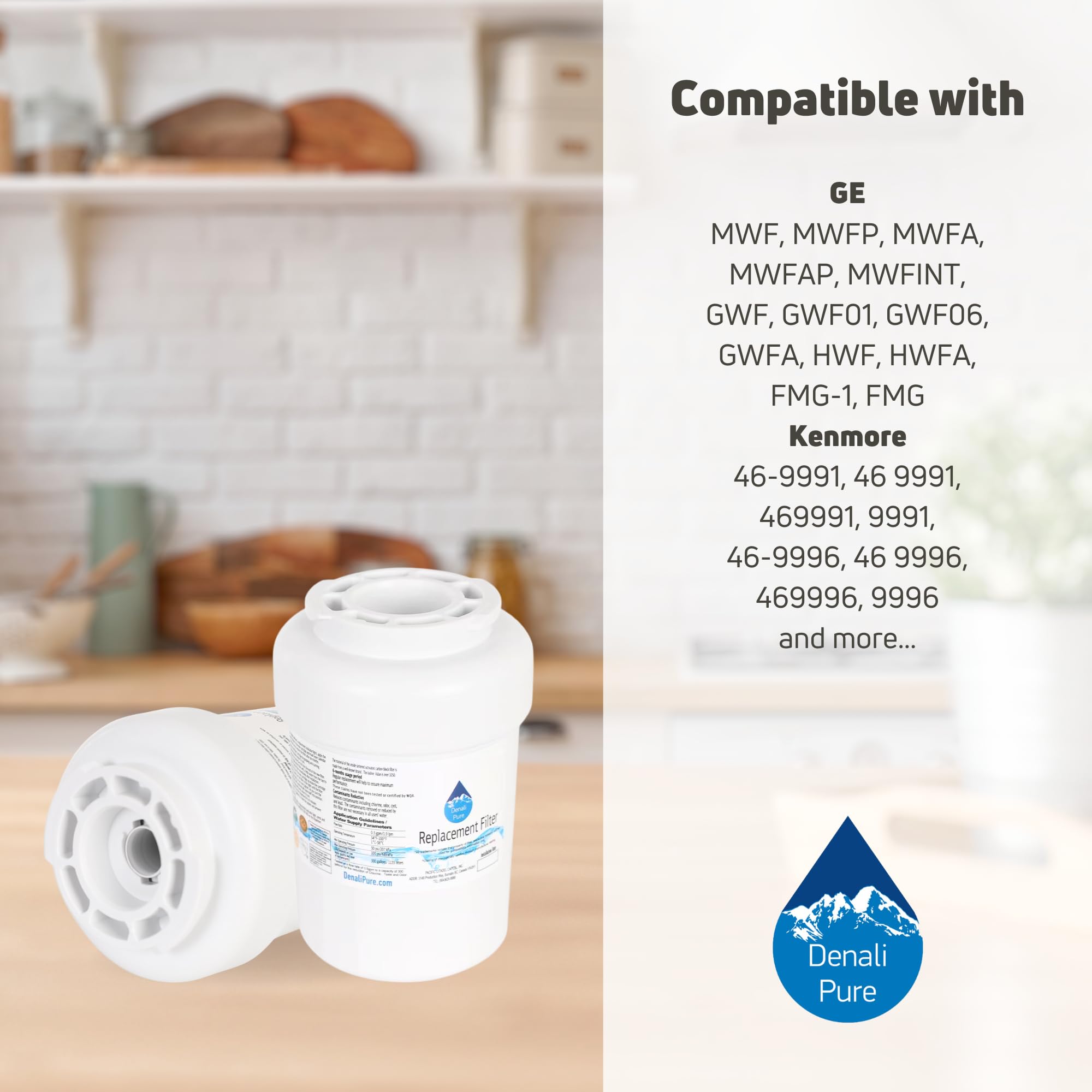 3-Pack GE GSL25JFPJBS Refrigerator Water Filter Replacement - Compatible with GE MWF & MWFP Fridge Water Filters | Improves Water Taste & Reduces Contaminants for Clean Drinking & Ice Making