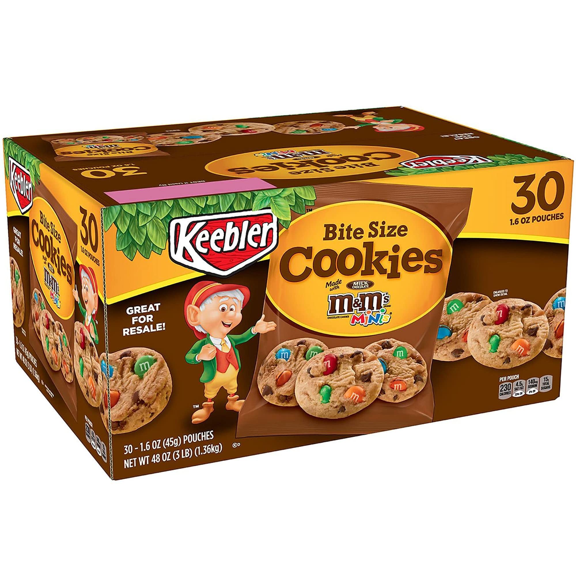 Keebler Bite Size M&M's Cookies - 1.6 Oz (30 Count) - Wholesale Bulk Pack - Perfect for Parties, Snacks & Office Treats