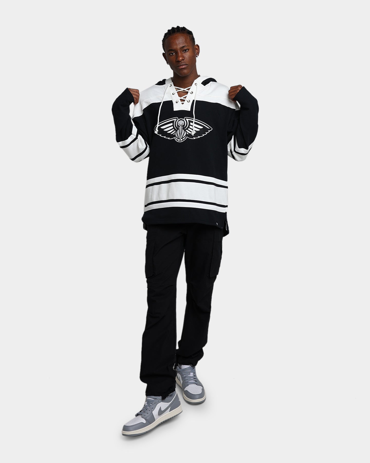 New Orleans Pelicans Superior Lacer Hoodie - 47 Brand NBA Basketball Fan Apparel, Jet Black - Perfect for Game Day, Casual Wear & Sports Enthusiasts