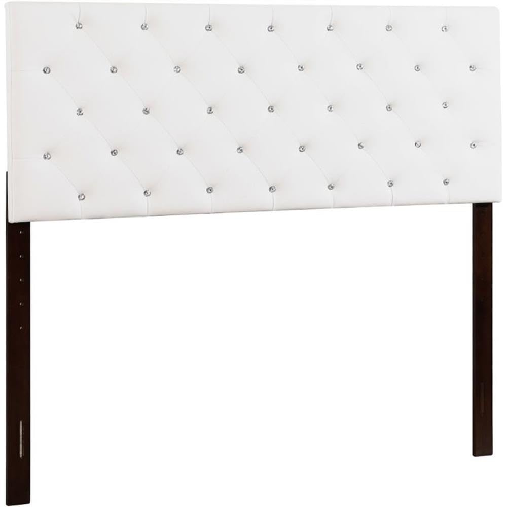 Glory Furniture Super Nova Faux Leather Upholstered Full Headboard in White - Modern Bed Frame Accent for Master Bedroom & Guest Room Decor