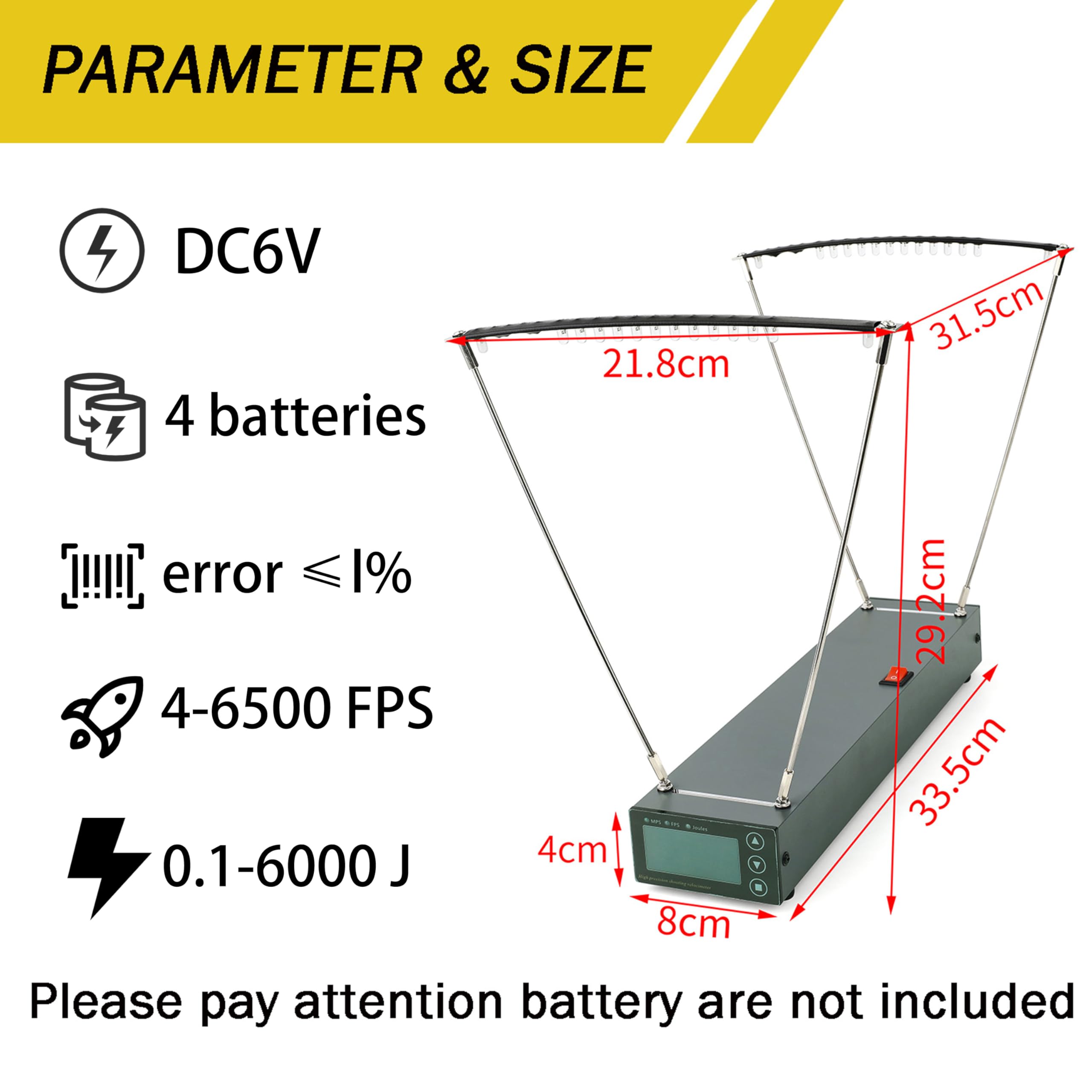 Ballistic Precision Chronograph - High Accuracy Bullet & Bow Velocity Tester with FPS/MPS Readings - Perfect for Shooting Ranges, Archery Practice & Slingshot Speed Measurement
