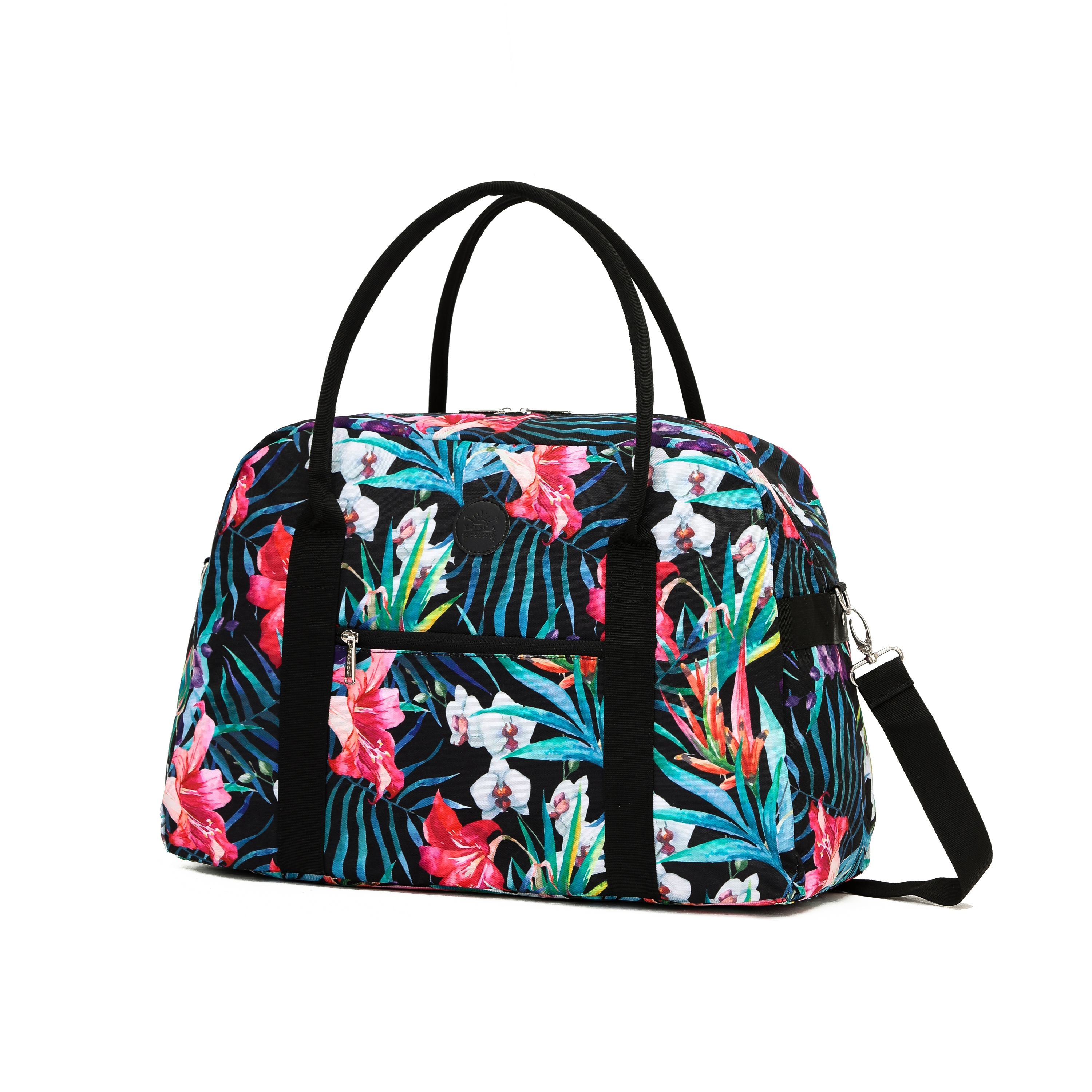 Tosca TCA935 Fashion Tote Duffle Bag for Women - Stylish Black & Multi-Color Large Shoulder Bag - Perfect for Travel, Gym, Work & Weekend Getaways
