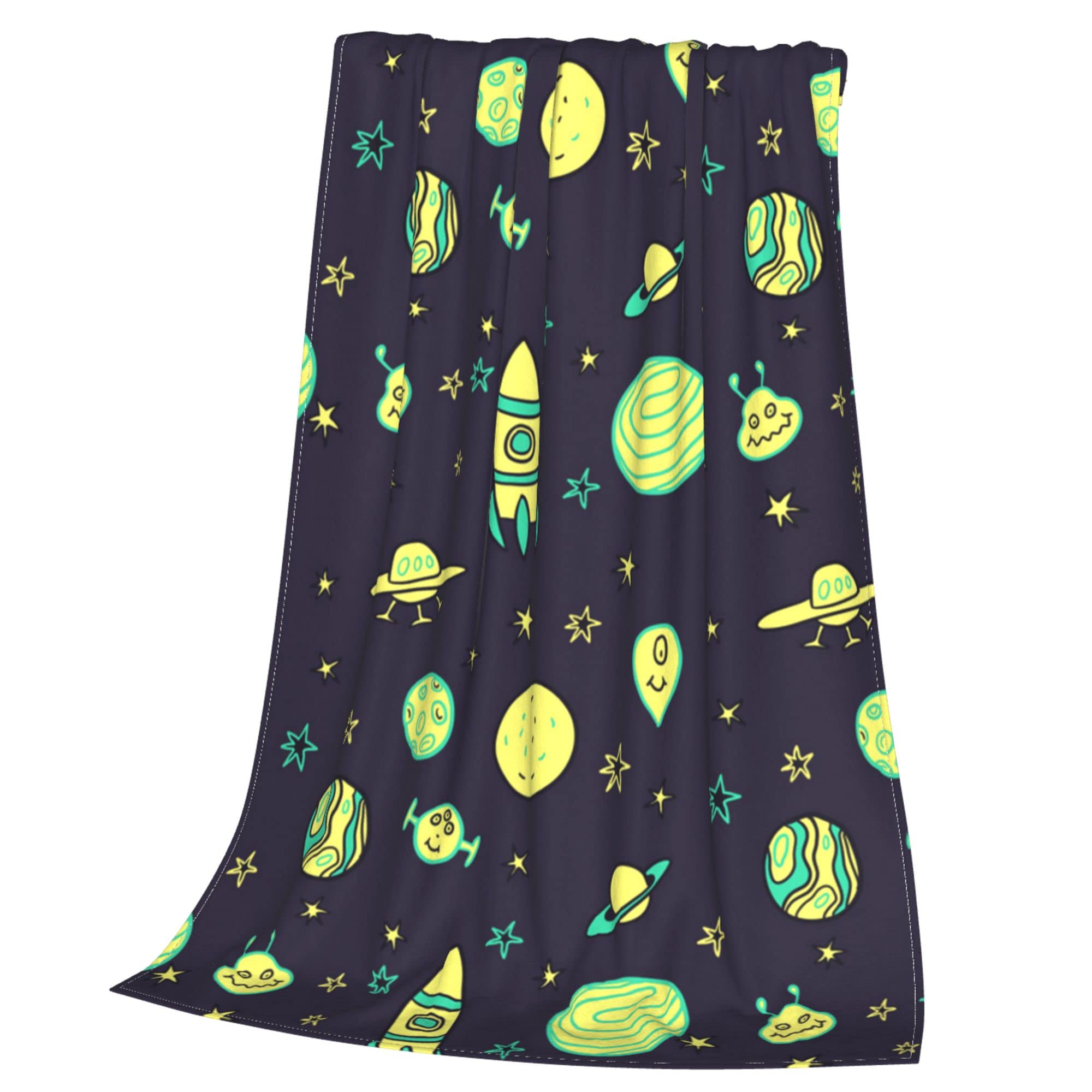 Soft Flannel Throw Blanket for Bed, Couch & Sofa - Space Rocket Design Microfiber Blanket for Teens - Cozy Summer Blanket for Boys & Girls - Perfect for Lounging, Movie Nights & Dorm Room Decor