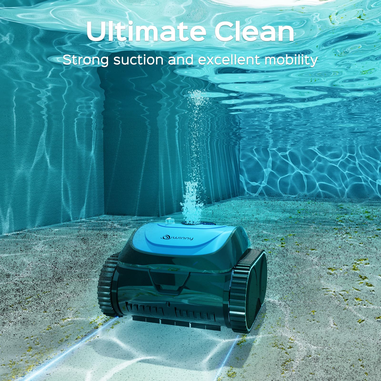 Cordless Robotic Pool Cleaner for Inground Pools | Wall & Waterline Cleaning | 1600 Sq.ft | Perfect for Weekly Maintenance
