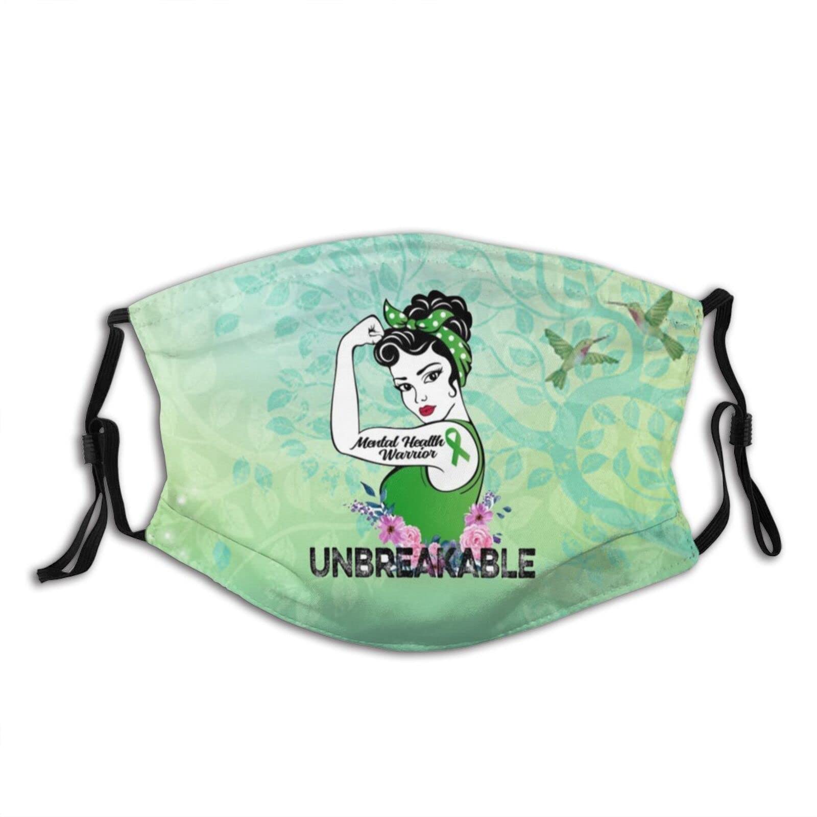 Mental Health Awareness Face Mask for Adults - Reusable, Adjustable Bandana Balaclava with 2 Filters - Perfect for Outdoor Activities, Cycling, Running & Daily Protection