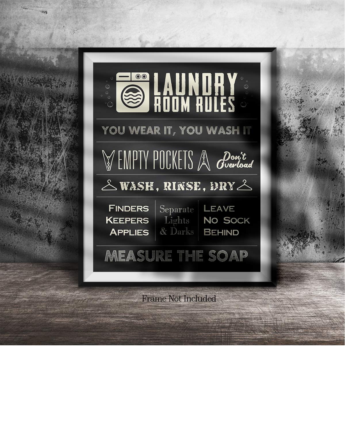 Laundry Room Rules Wall Art Decor Print - 16x20 Inch Unframed Poster - Perfect for Laundry Room Decoration & Unique Gift Ideas - Home Decor for Washer & Dryer Area