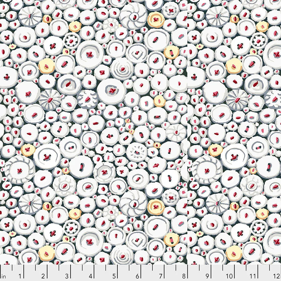 Kaffe Fassett Collective PWGP182 Button Mosaic White Quilting Fabric - Perfect for Quilting, Sewing, and DIY Craft Projects