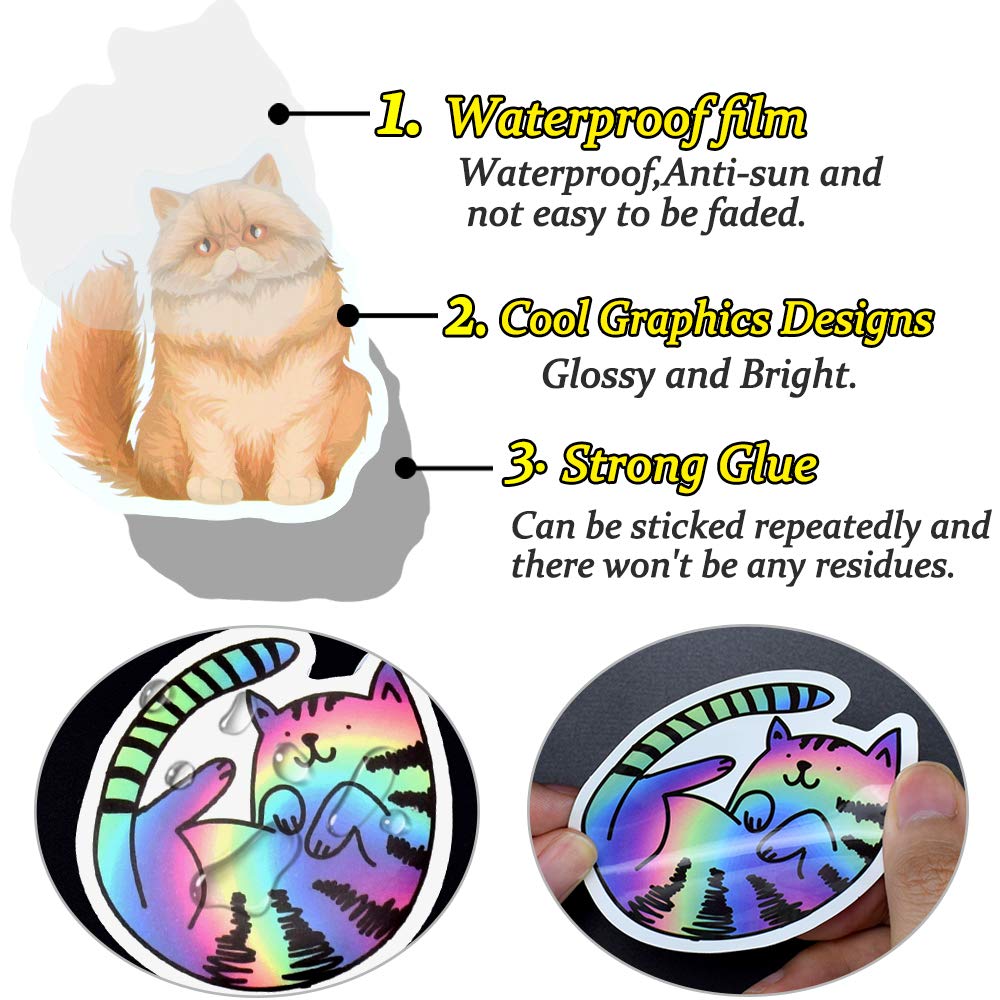 50Pcs Cute Cat Stickers for Kids & Adults - Waterproof Vinyl Decals for Water Bottles, Laptops, Notebooks & DIY Crafts - Perfect for School, Office & Home Decor