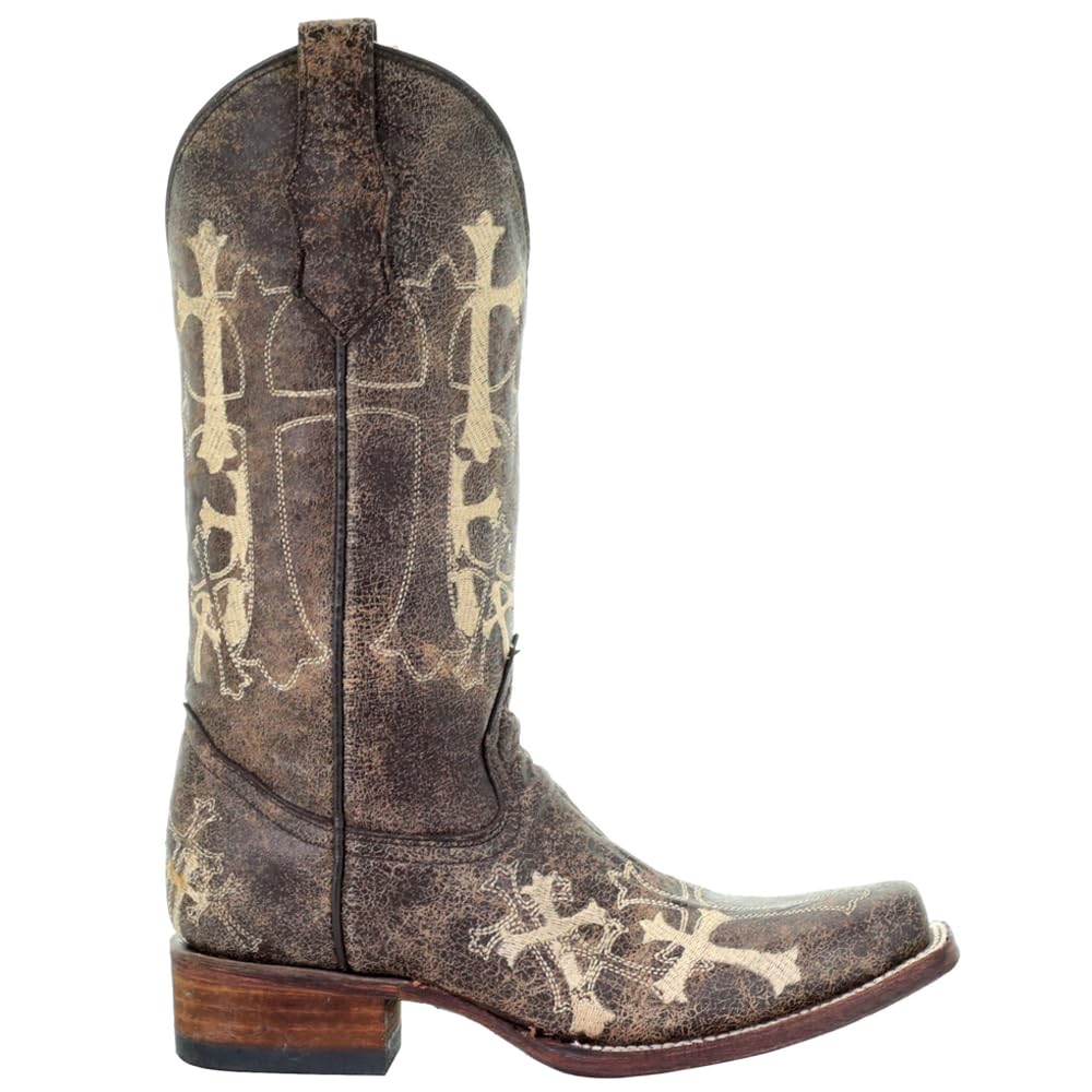 Women's Embroidered Square Toe Cowgirl Boots - Mid Calf Casual Boots with 2-3