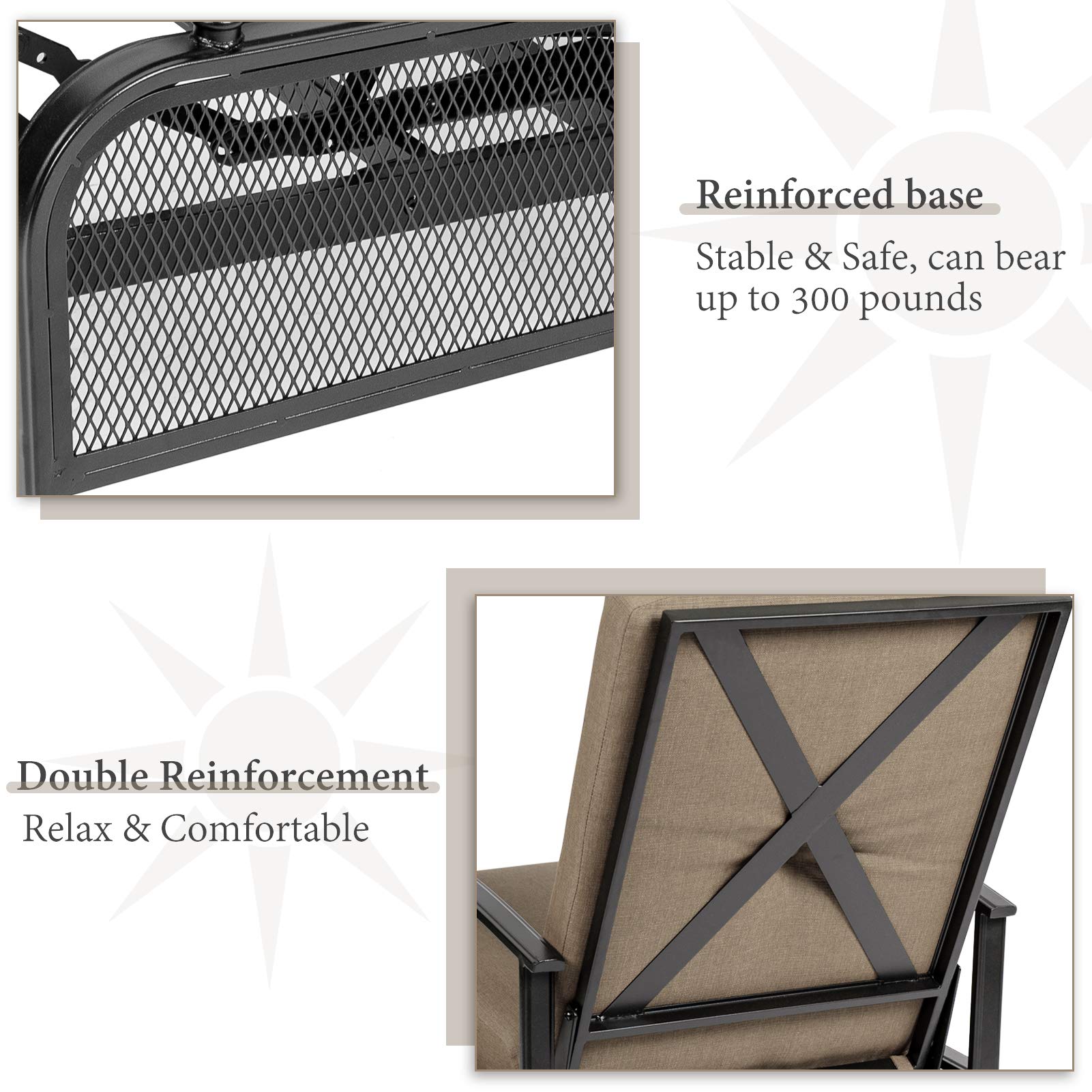 Oakcloud Adjustable Outdoor Lounge Chair - Patio Recliner with Removable Cushions (Brown) - Perfect for Poolside Relaxation, Backyard Lounging & Sunbathing