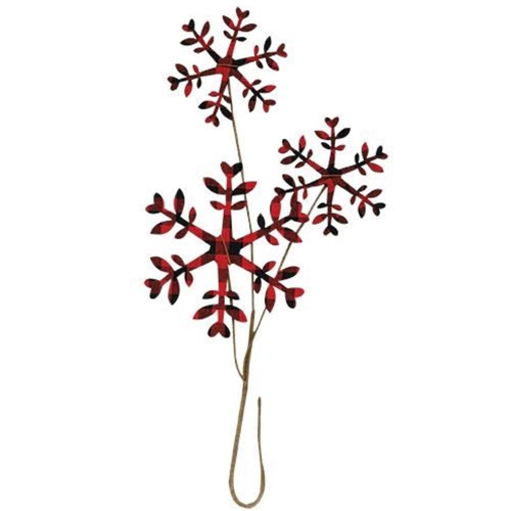 Buffalo Gingham Snowflake Christmas Tree Ornament - Set of 14 Handmade Holiday Decorations for Xmas Tree, Home, and Party Decor - Perfect for Festive Seasonal Celebrations