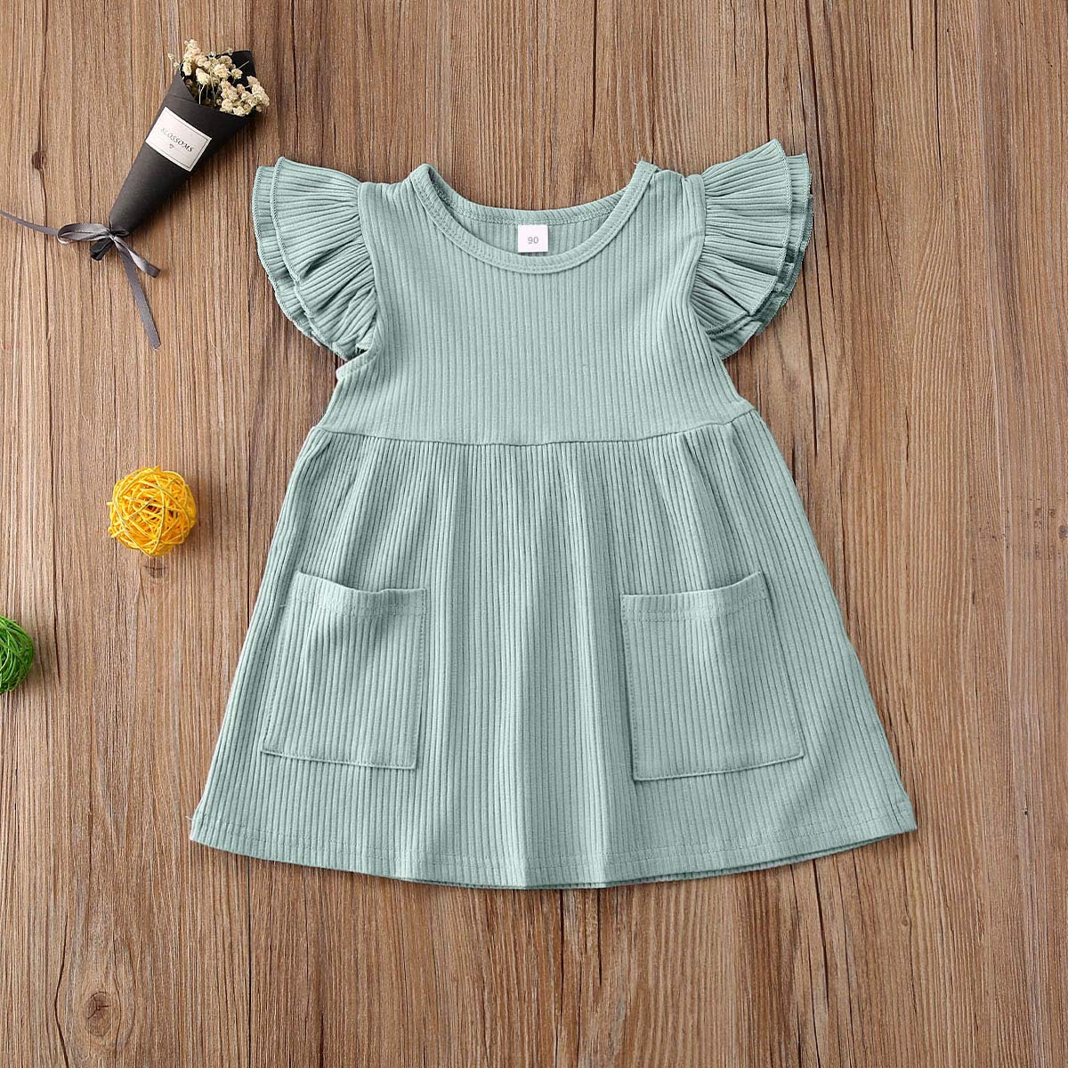 Organic Cotton Ruffled Sleeve Tunic Dress for Baby Girls - Soft Swing Casual Sundress with Princess Design for Party, Playdate & Special Occasions
