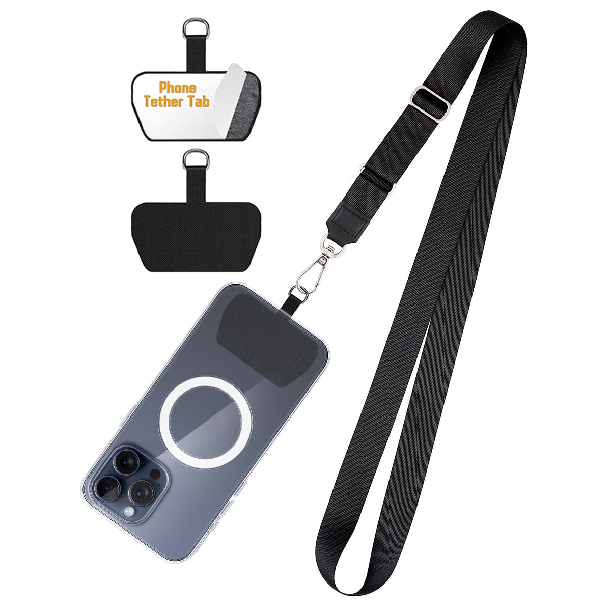 COOKOOKY Universal Phone Lanyard & Tether Tab Patches - Durable Strap Compatible with Most Phone Cases for Secure Hands-Free Use at Work, Travel, and Outdoor Adventures