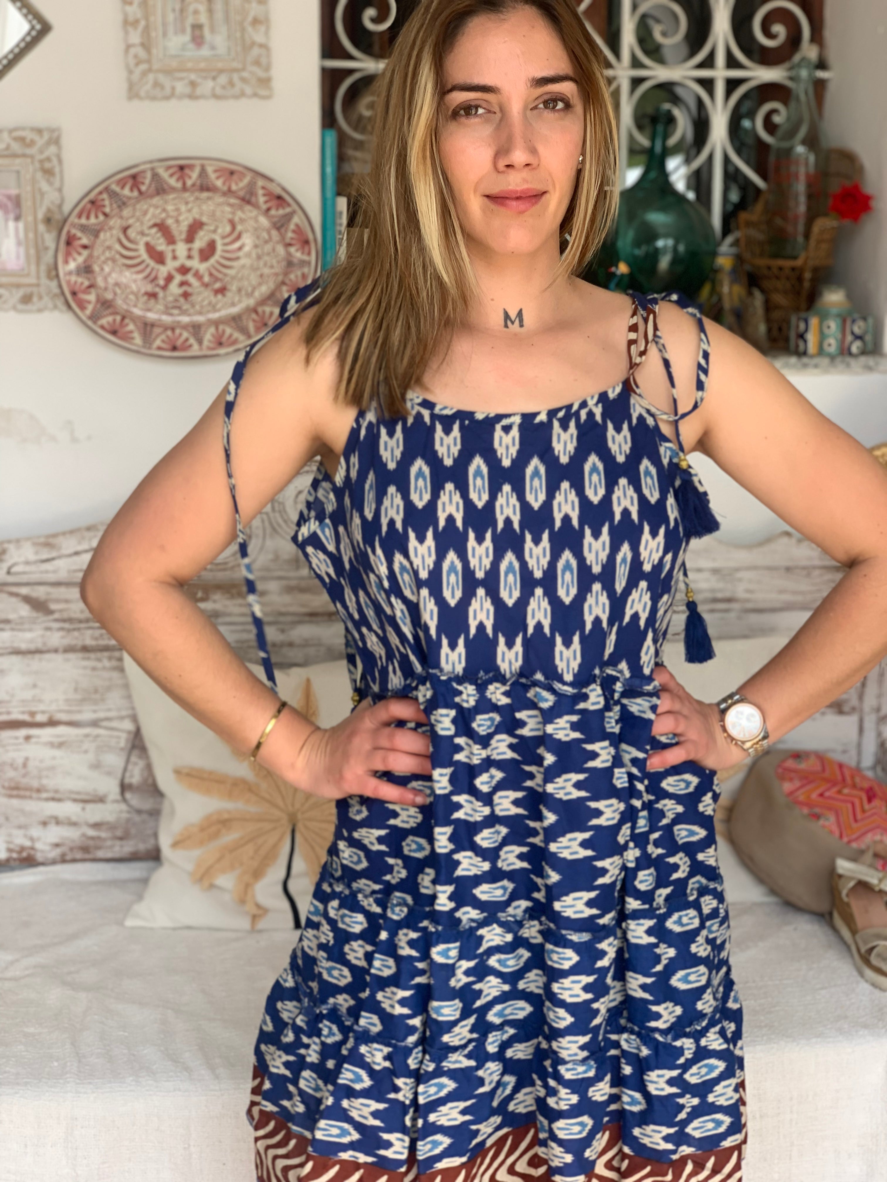 Sexy Blue Short Summer Dress with Adjustable Straps - Perfect for Beach Parties, Date Nights & Casual Outings