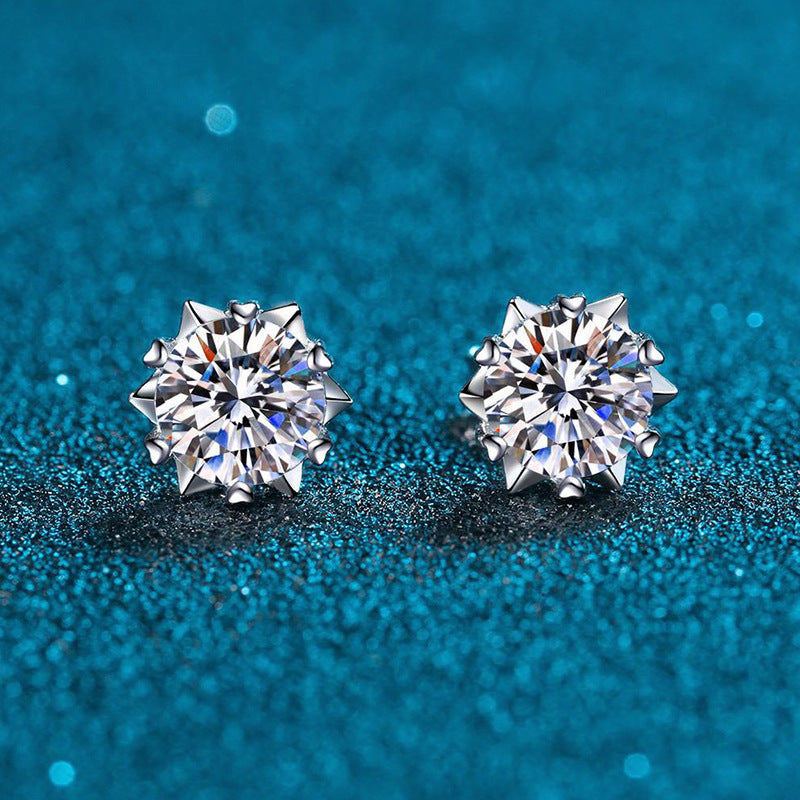 925 Sterling Silver Moissanite Snowflake Stud Earrings for Women - Hypoallergenic & Durable - Perfect for Christmas, Winter, and Holiday Gifts