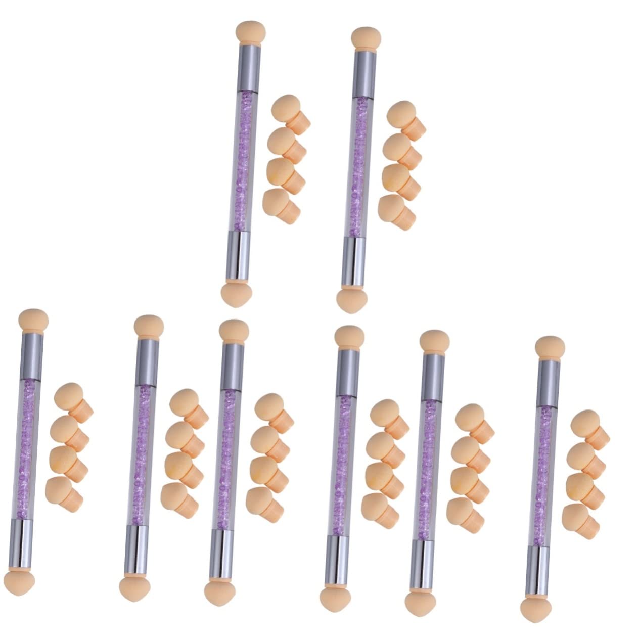 FRCOLOR 8 Sets Nail Sponge Pen Kit - Professional Nail Art Sponge Brush, Striping Brush & Manicure Tools for Salon & Home Use | Perfect for Gradient, Ombre & French Nail Designs