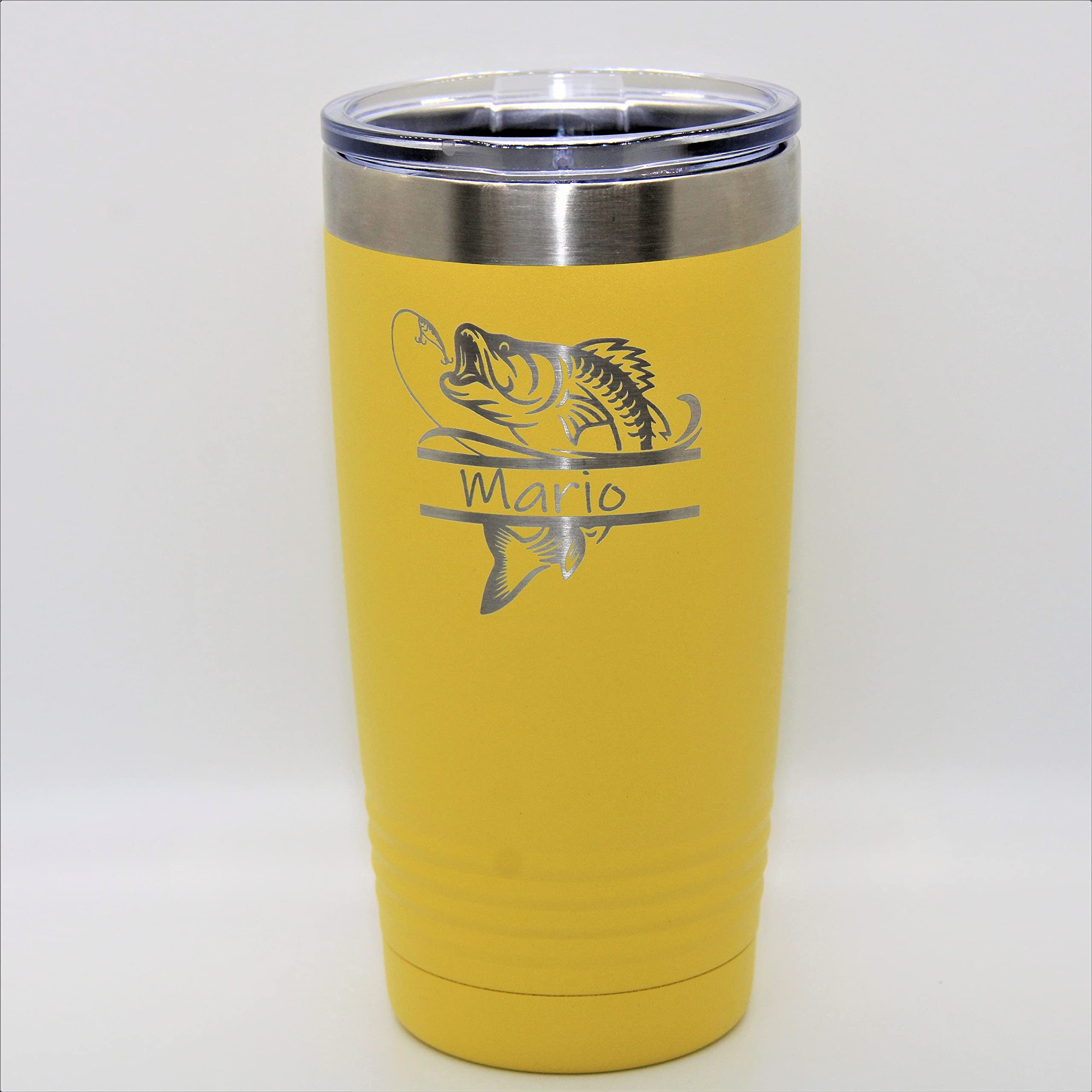 Polar Camel Personalized Stainless Steel Fishing Tumbler - 20oz Insulated Travel Mug for Fishermen & Fisherwomen - Great Fishing Gift for Dad, Husband, Birthday - Keeps Drinks Hot/Cold for Hours - Perfect for Fishing Trips, Camping & Outdoor Adventures