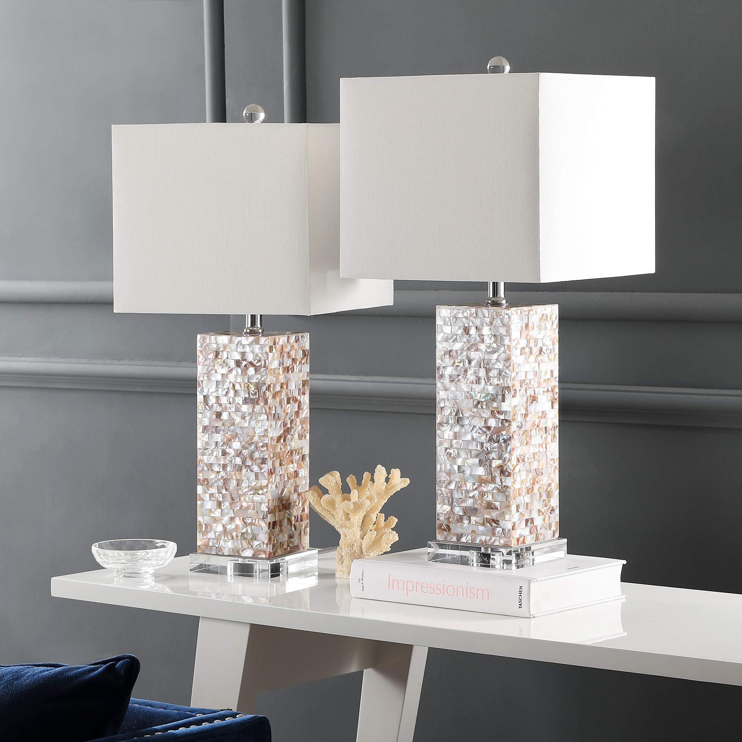 SAFAVIEH Homer 26-inch Coastal Table Lamp Set of 2 with LED Bulbs - Nautical Beach House Lighting for Bedroom, Living Room, Home Office & Nightstand | Perfect for Coastal Decor, Reading Nook & Ambient Lighting